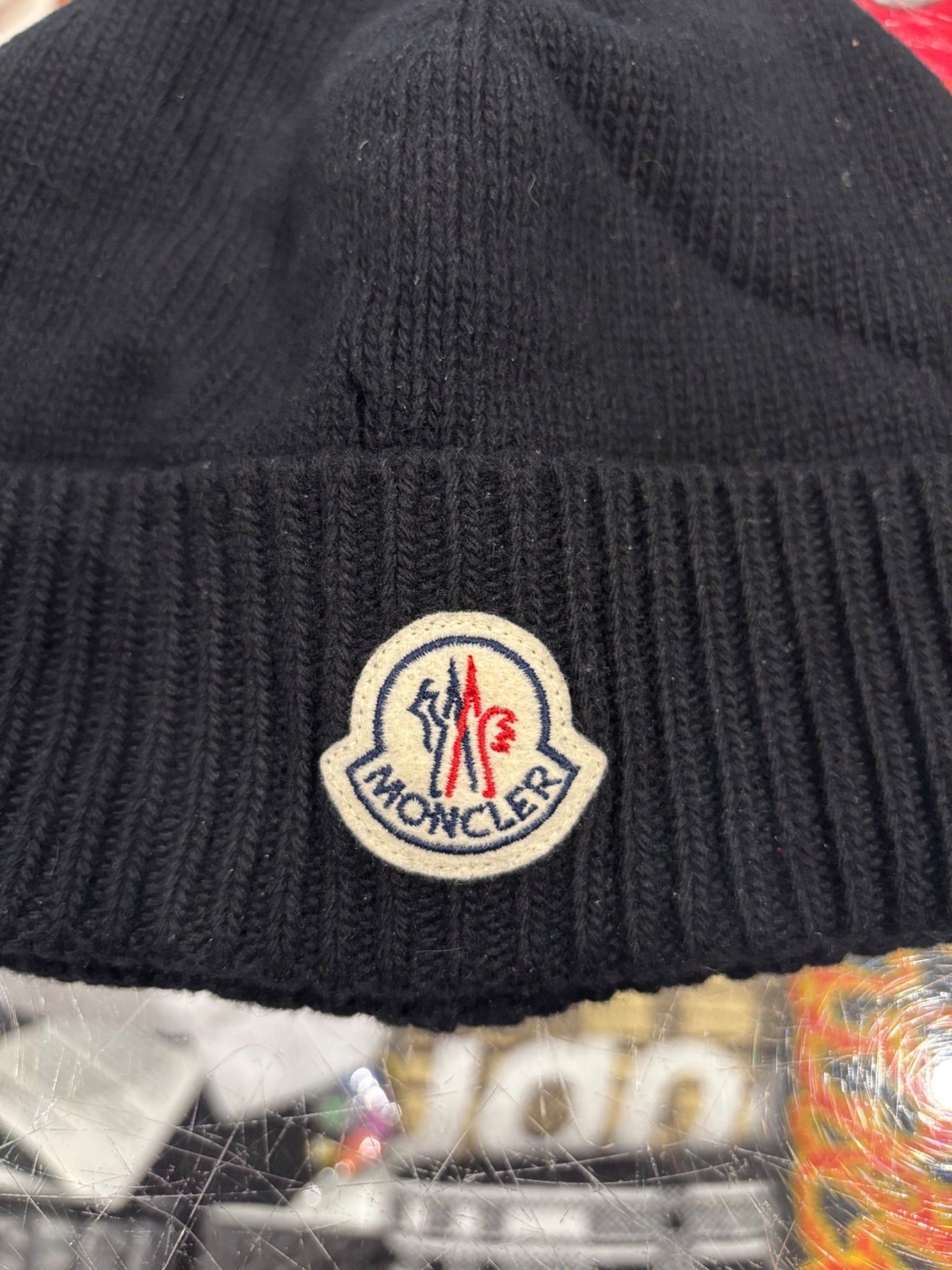 Moncler Moncler Logo Cotton Beanie Black Size ONE SIZE - 2 Thumbnail
