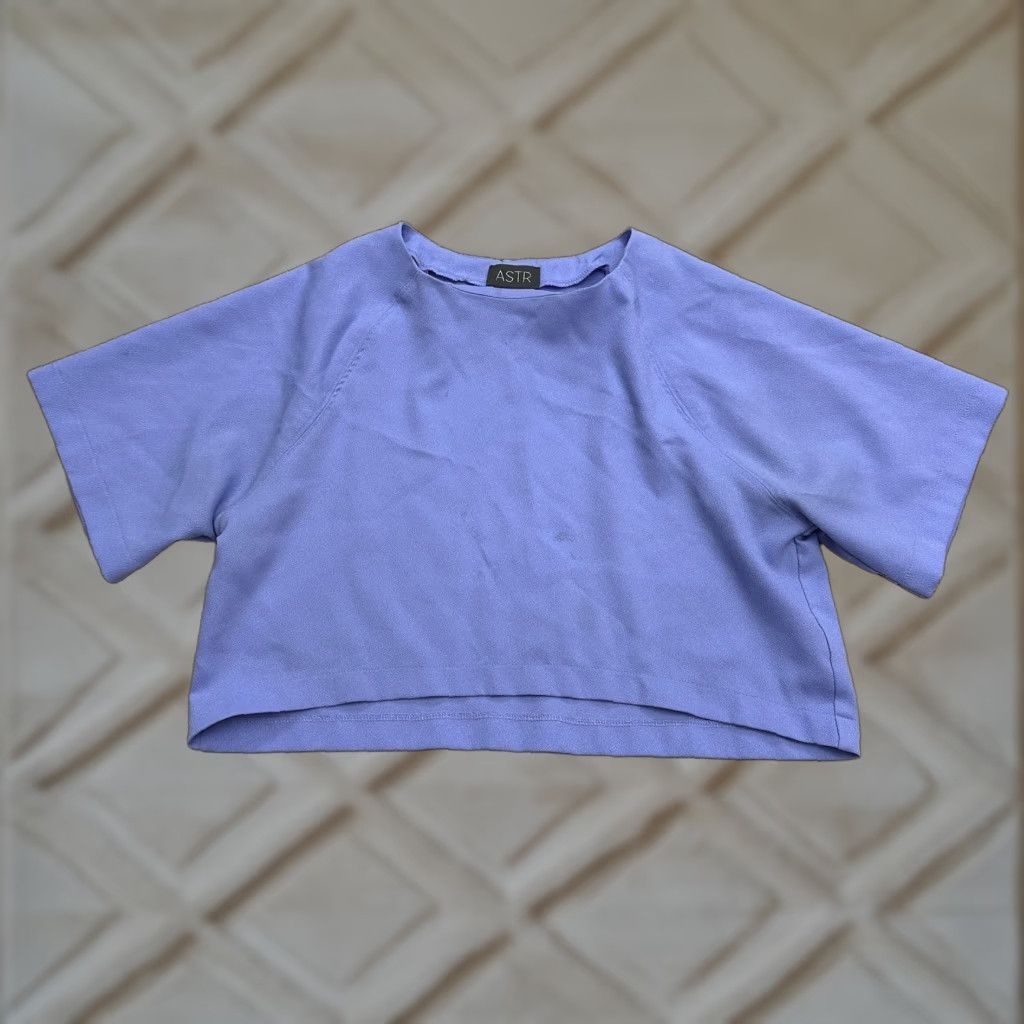 Vintage ASTR Cropped Top Womens S Purple Short Sleeve Raglan Round Neck Casual Top Size S / US 4 / IT 40 - 1 Thumbnail