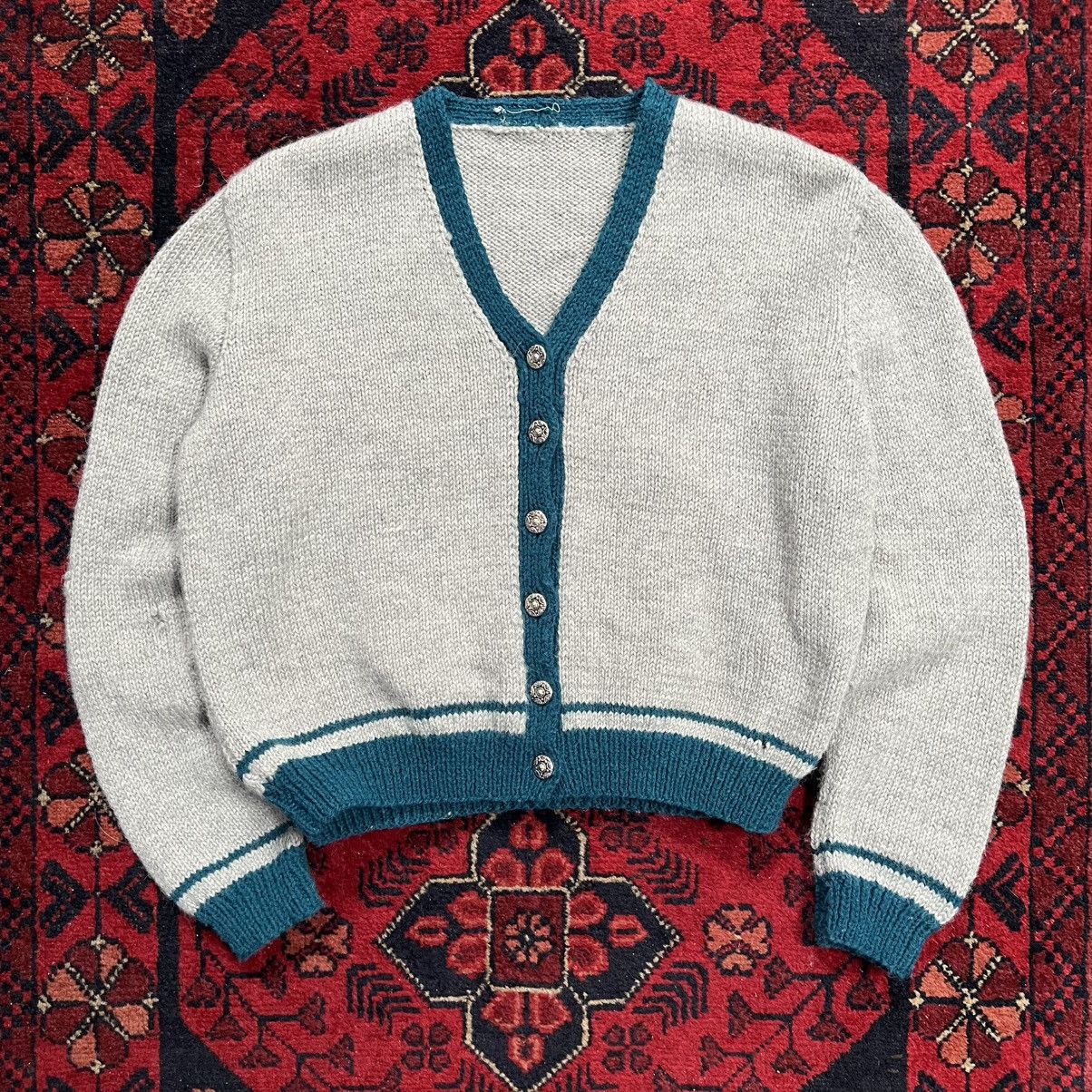 Vintage Vintage 1960’s Wool Knit Sweater /w chrome/distressing Size S / US 4 / IT 40 - 1 Thumbnail