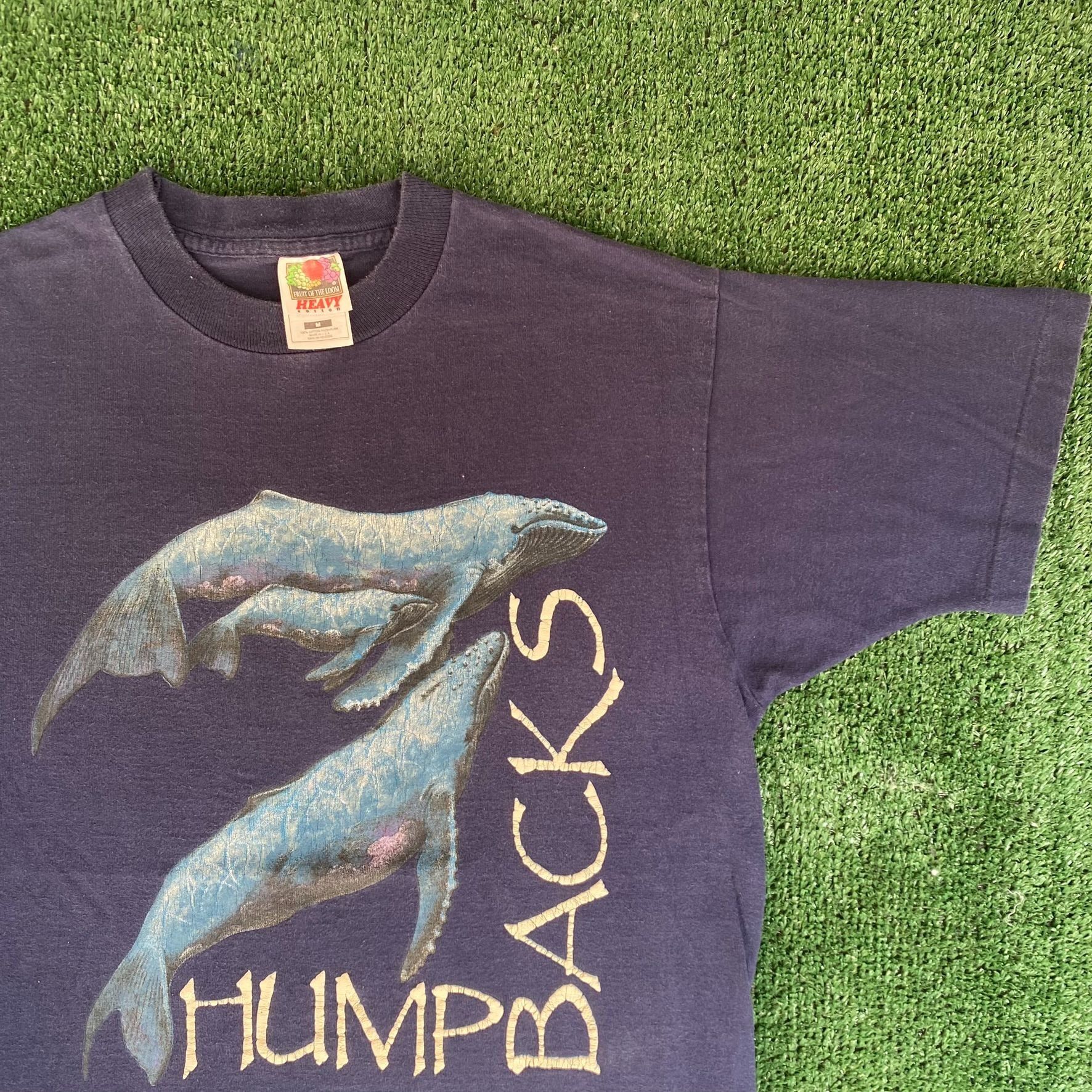Fruit Of The Loom Vintage 90s Humpback Whale Shirt Ocean Nature Animal Tee Size US M / EU 48-50 / 2 - 2 Thumbnail