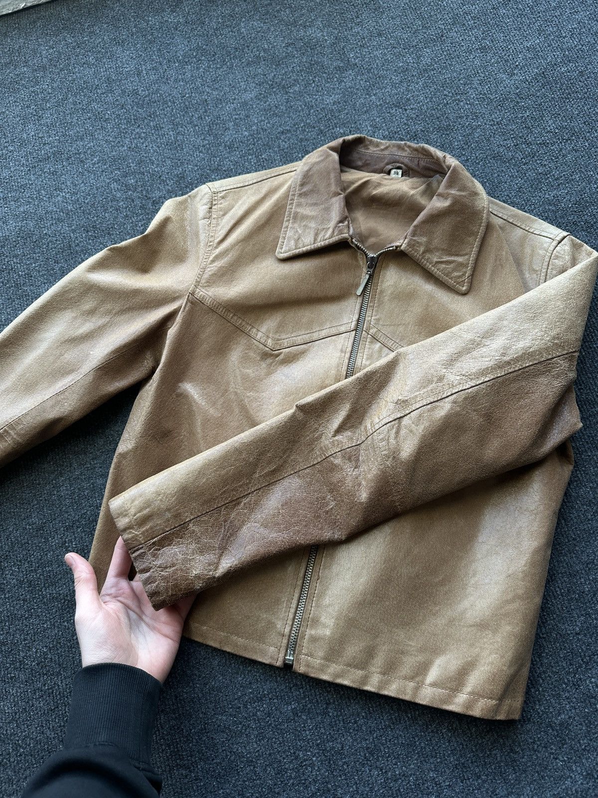 Other 🚨Y2K RICK OWENS TYPE DIRTY SLIM FIT ZIP LEATHER JACKET Size XS / US 0-2 / IT 36-38 - 7 Thumbnail