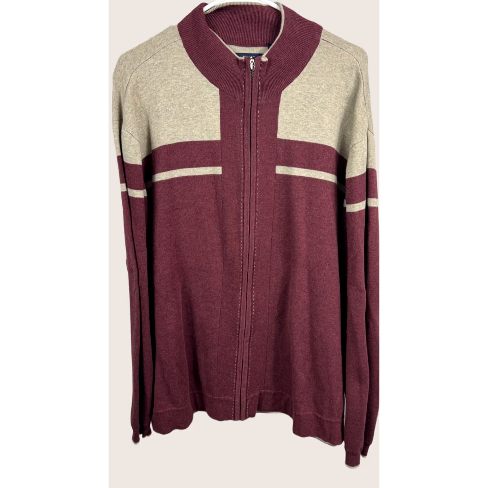 Nat Nast Nat Nast Cardigan Sweater Mens Large Full Zip Luxury Cassis Cement Burgundy L/S Size US L / EU 52-54 / 3 - 1 Thumbnail