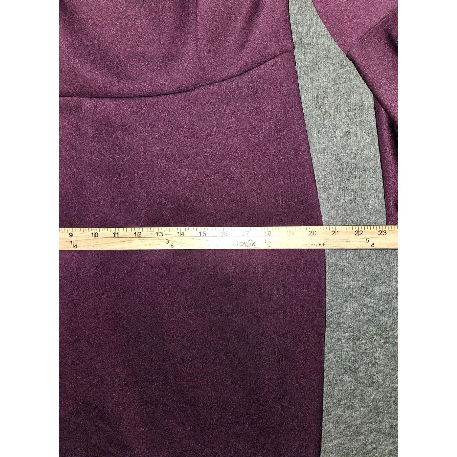 Vintage Eloquii Dress Womens 14 Purple Long Bell Sleeve Sheath Stretch Knit Cocktail Dress Size XL / US 12-14 / IT 48-50 - 4 Thumbnail