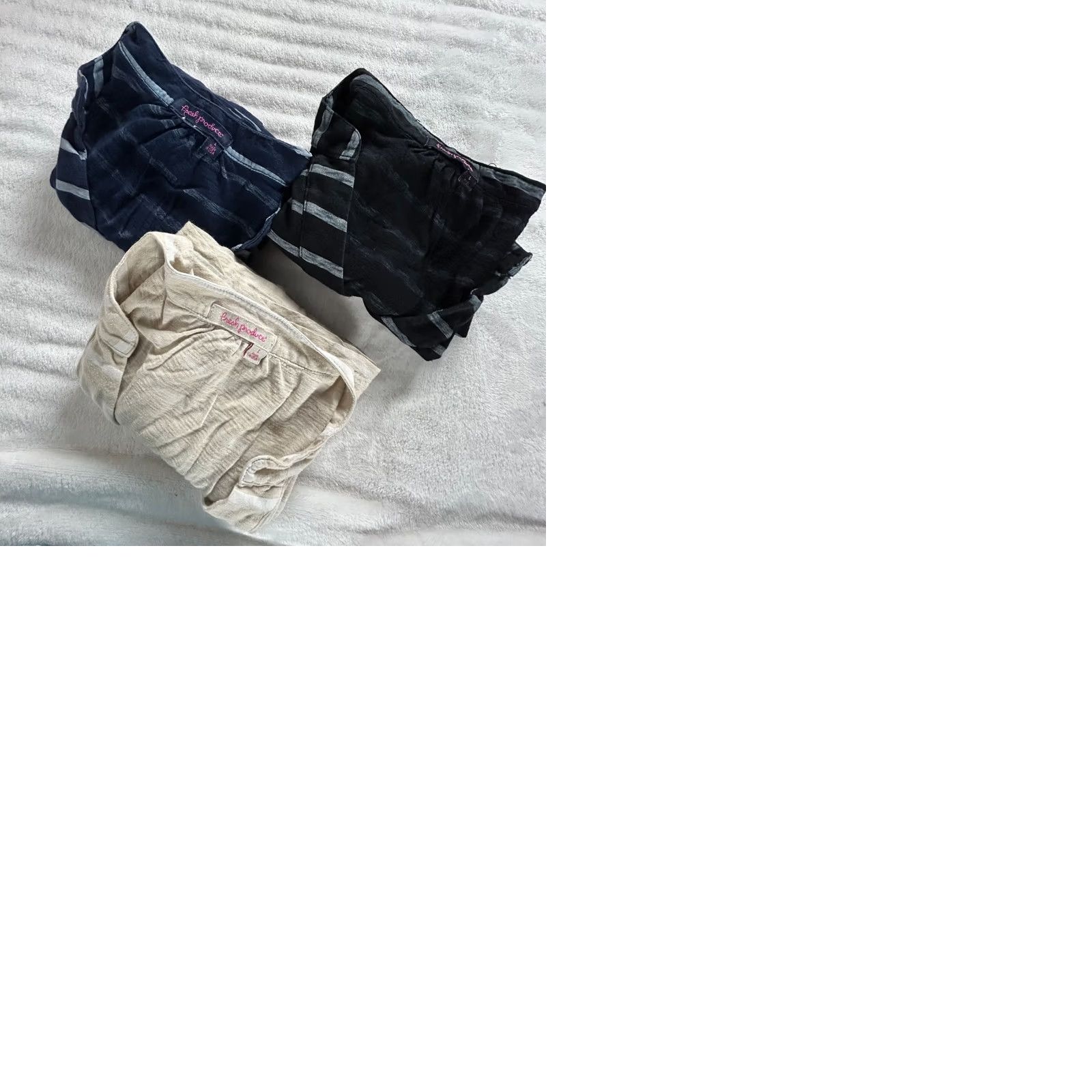 Vintage Fresh Produce Womens Striped 3/4 Sleeve Shirt Large Beige/Blue/Black Lot of 3 Size L / US 10 / IT 46 - 12 Thumbnail