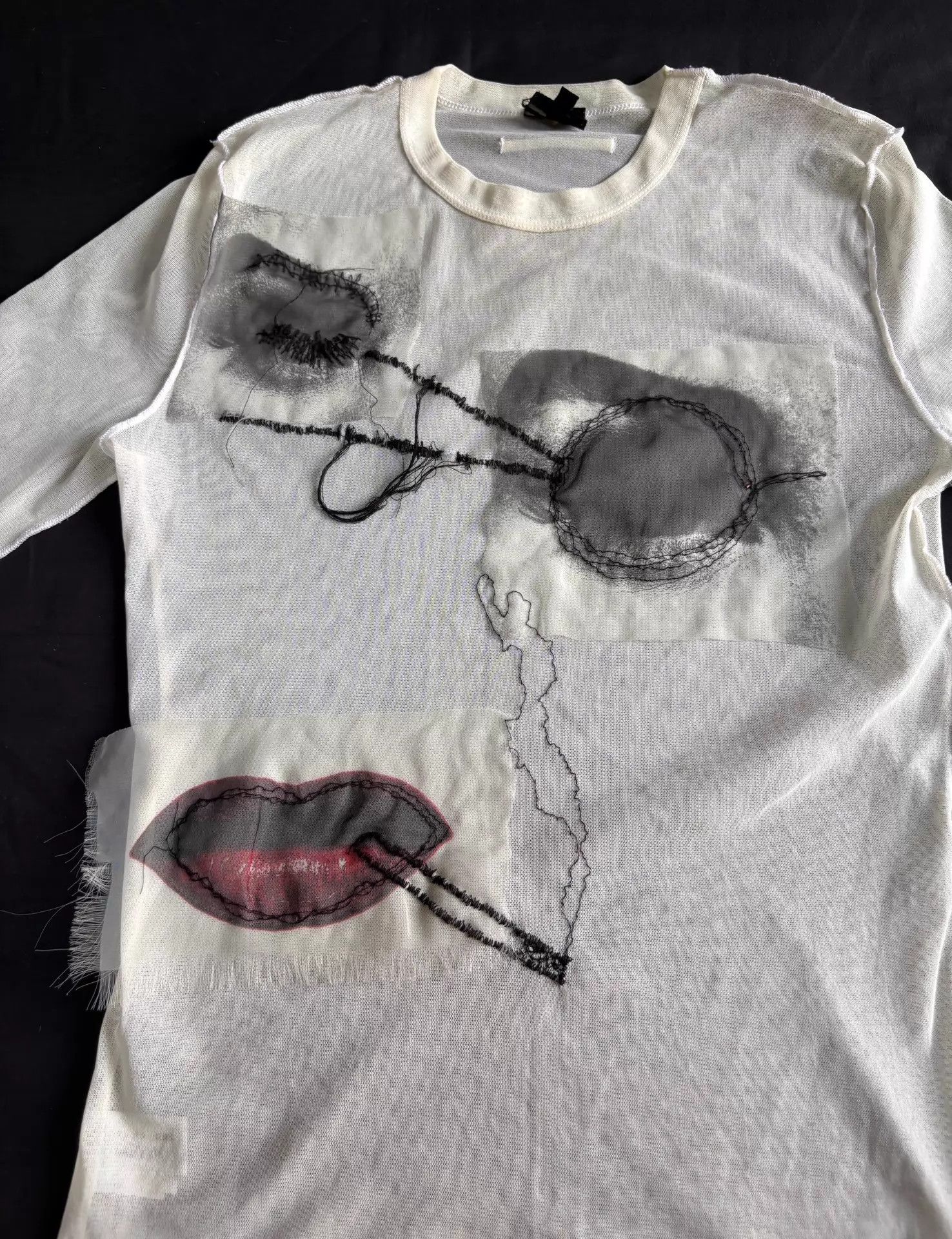 Jean Paul Gaultier JPG 2002 Madonna Face Tulle White LS Tee Rare Size XL / US 12-14 / IT 48-50 - 4 Thumbnail