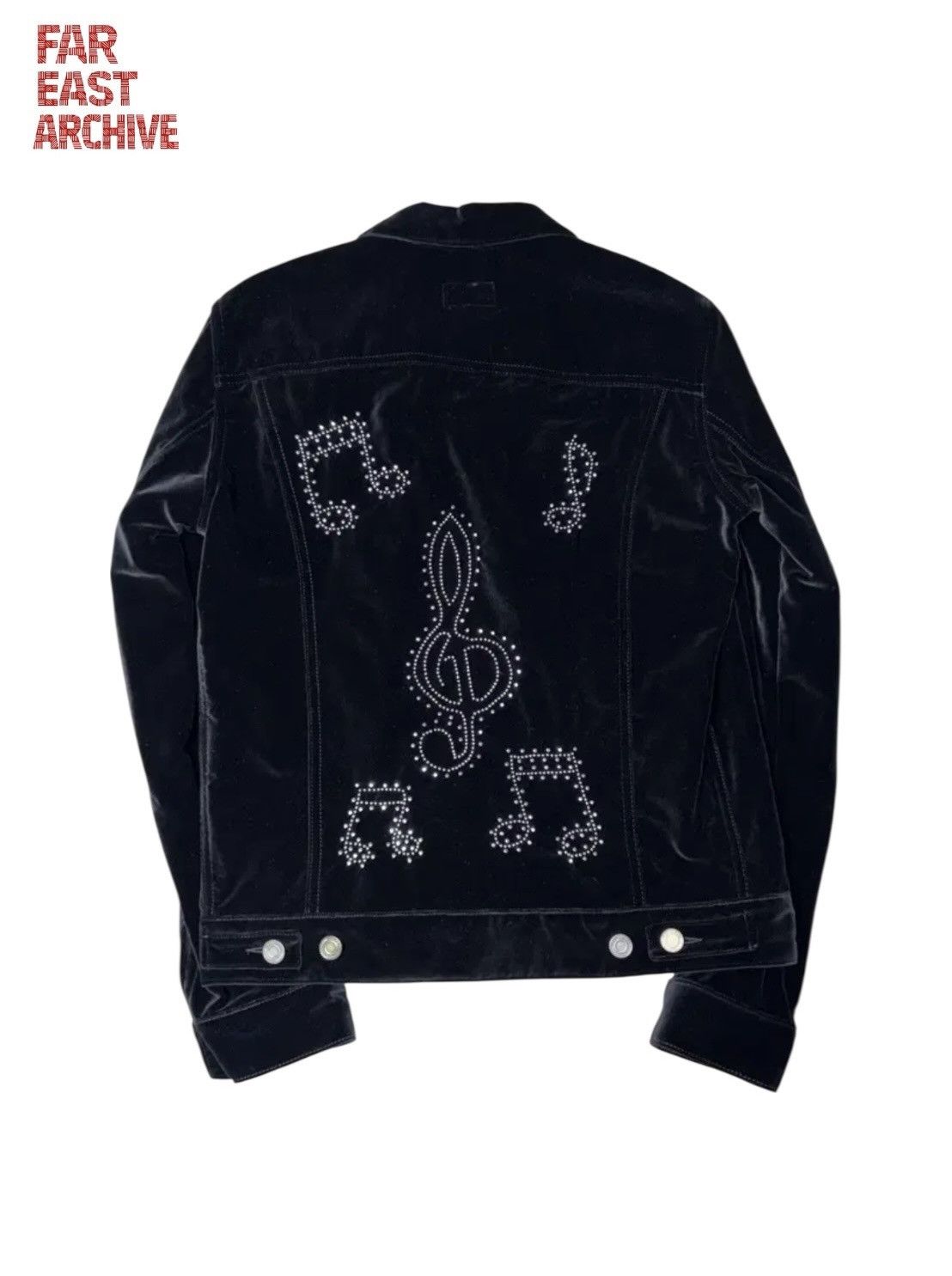 Saint Laurent Paris Saint Laurent 16AW Music Note Velvet Trucker Jacket Size US XS / EU 42 / 0 - 1 Thumbnail