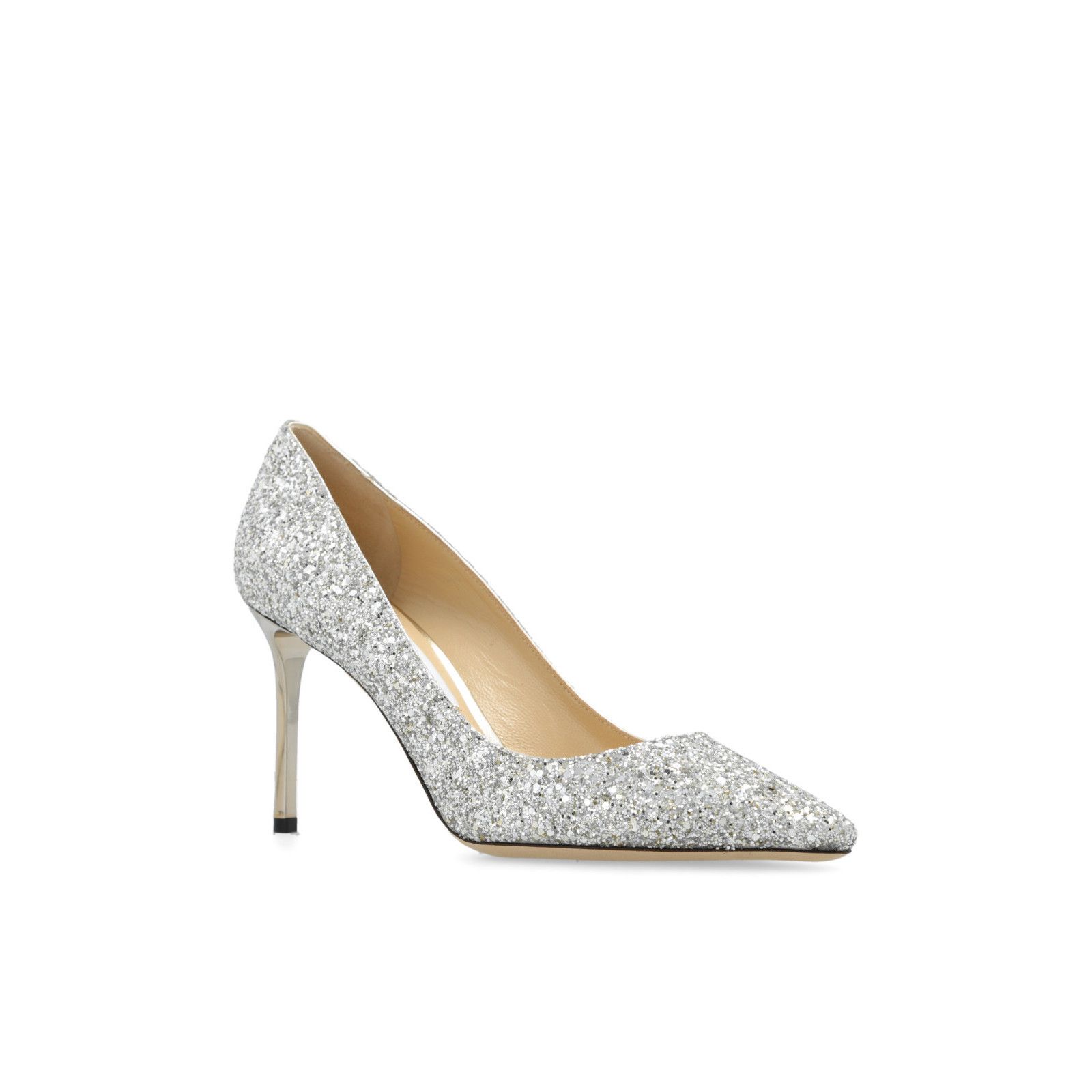 Jimmy Choo JIMMY CHOO 'Romy' Silver Glitter Pumps New & Authentic (Wome Size US 9 / IT 39 - 2 Thumbnail