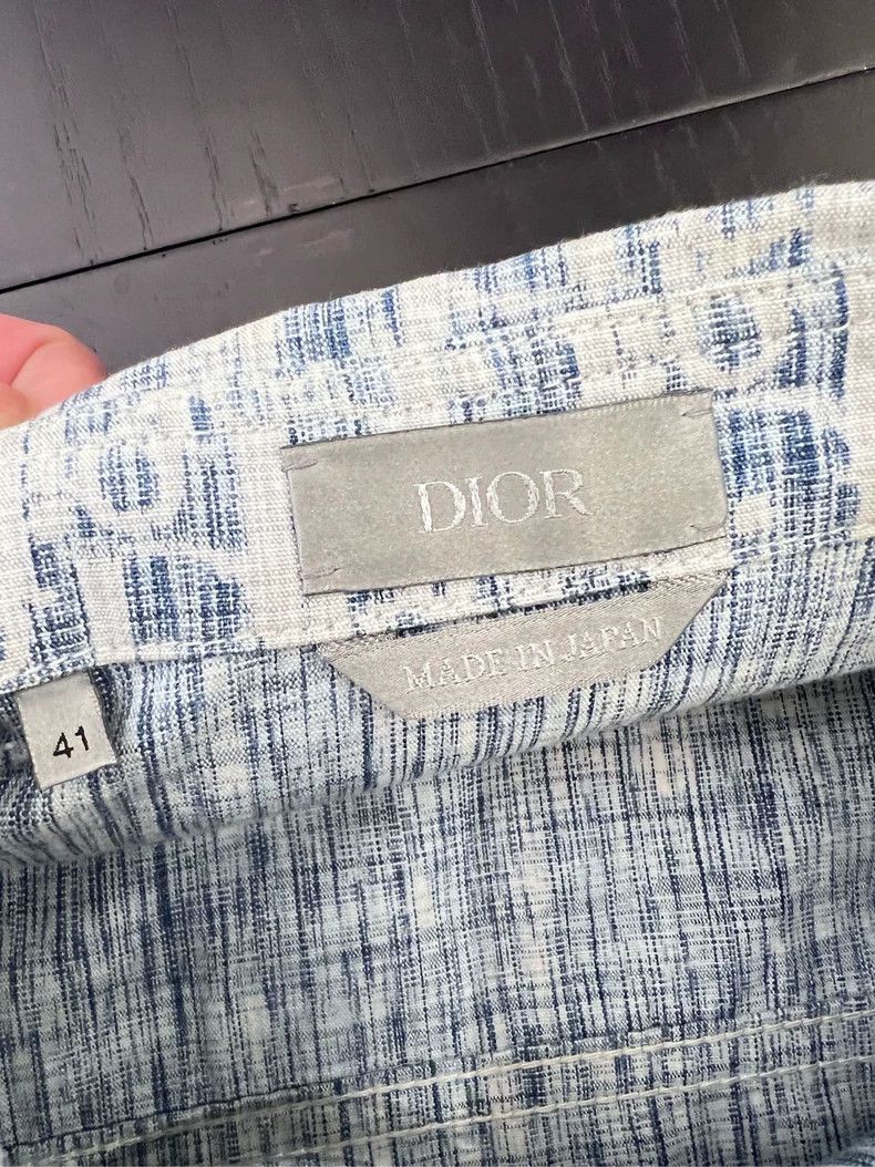 Dior Dior Size 41 Blue full-print classic logo denim shirt 2504 Size US XXS / EU 40 - 3 Thumbnail