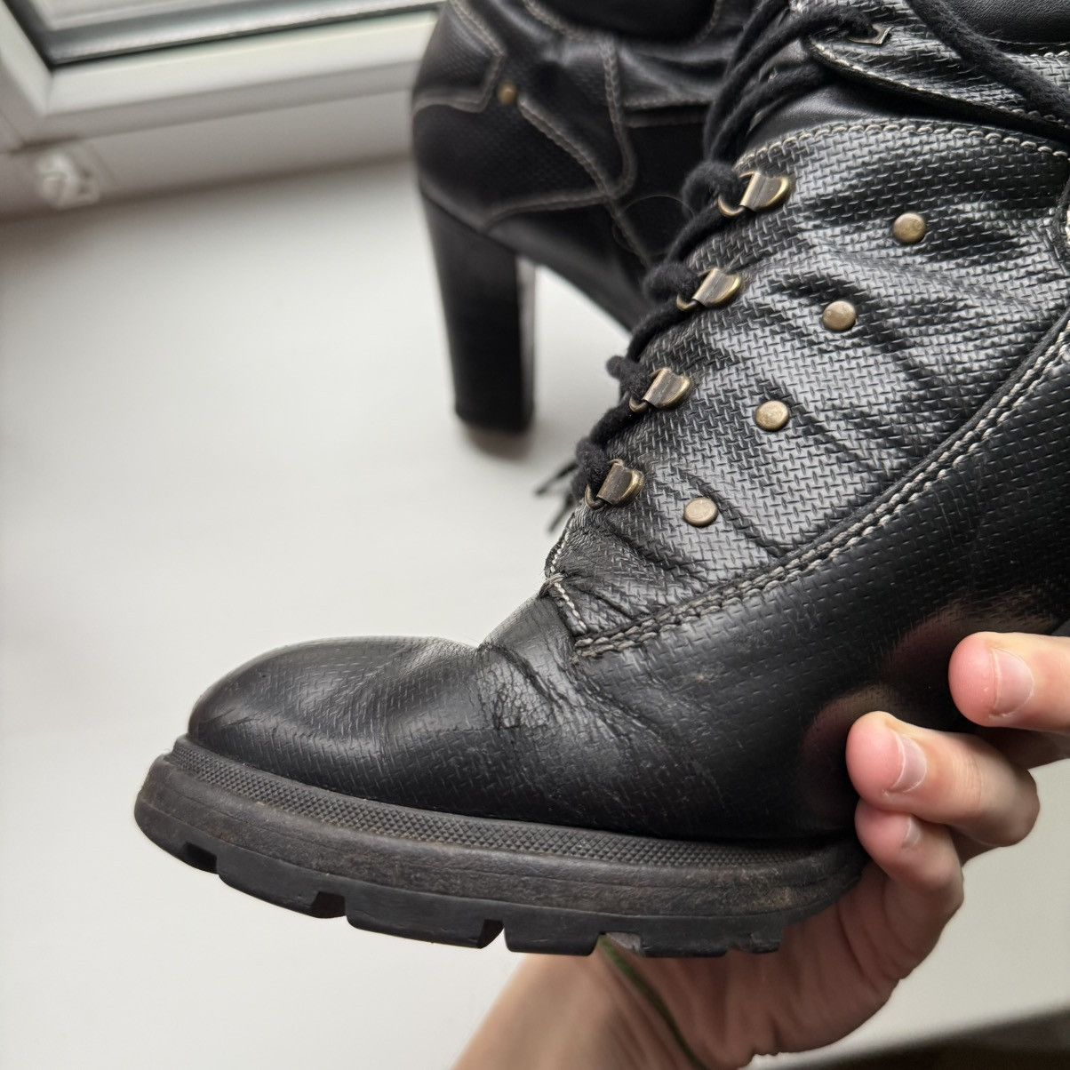 Jil Sander 📌Vintage Jil Sander Leather Avant-Garde Lace-up Heeled Boots Size US 11 / IT 41 - 9 Thumbnail