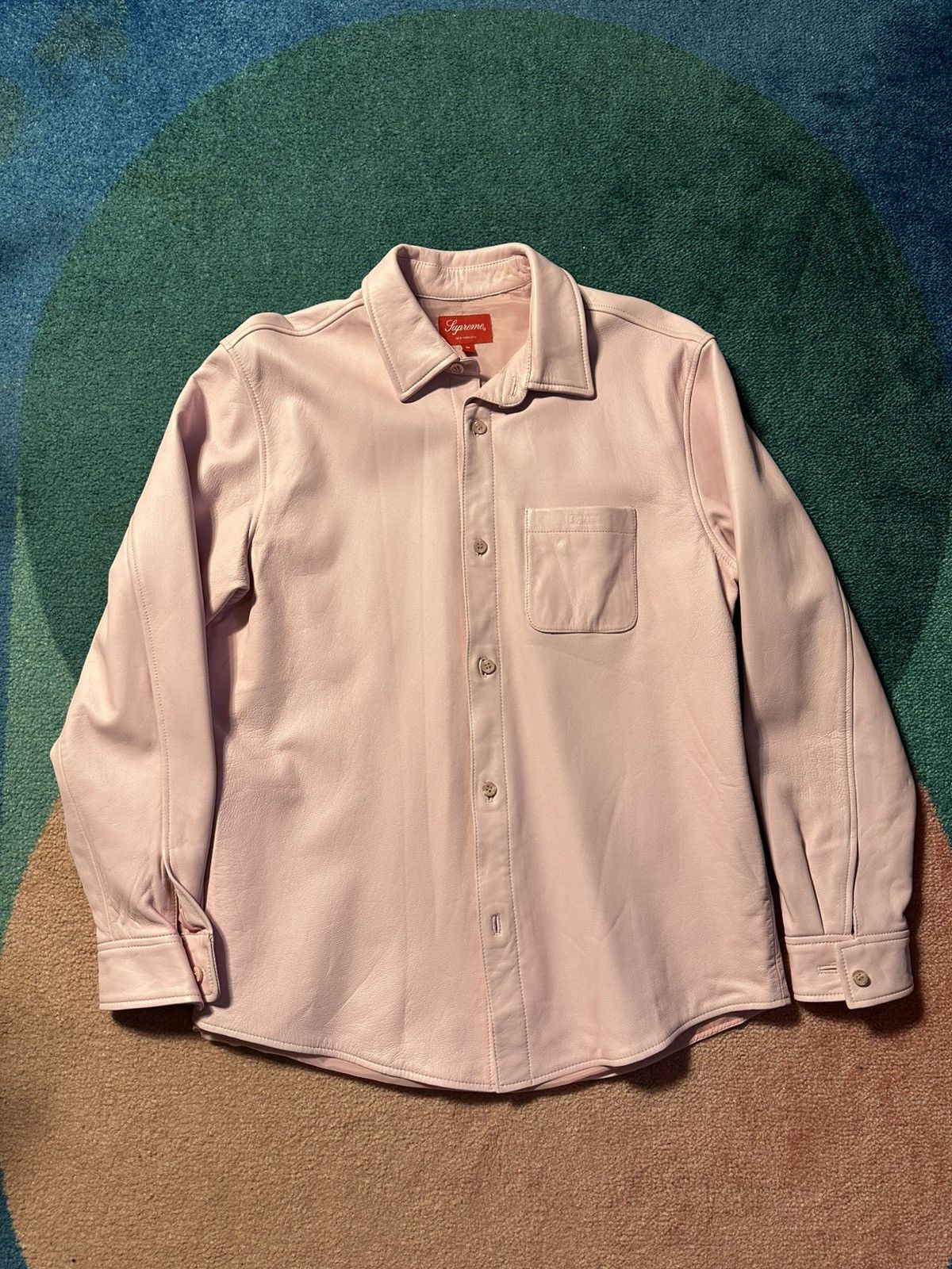 Supreme Supreme Pink Leather Shirt Lamb Leather Button Up Size US M / EU 48-50 / 2 - 1 Thumbnail