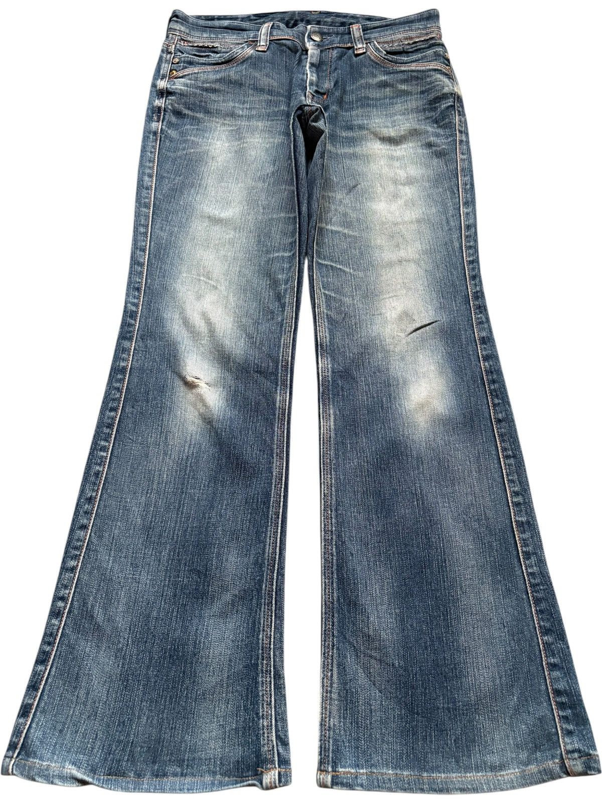 Japanese Brand Vintage Japanese Brand Faded Wash Studded Flare Jeans Size US 31 - 1 Thumbnail