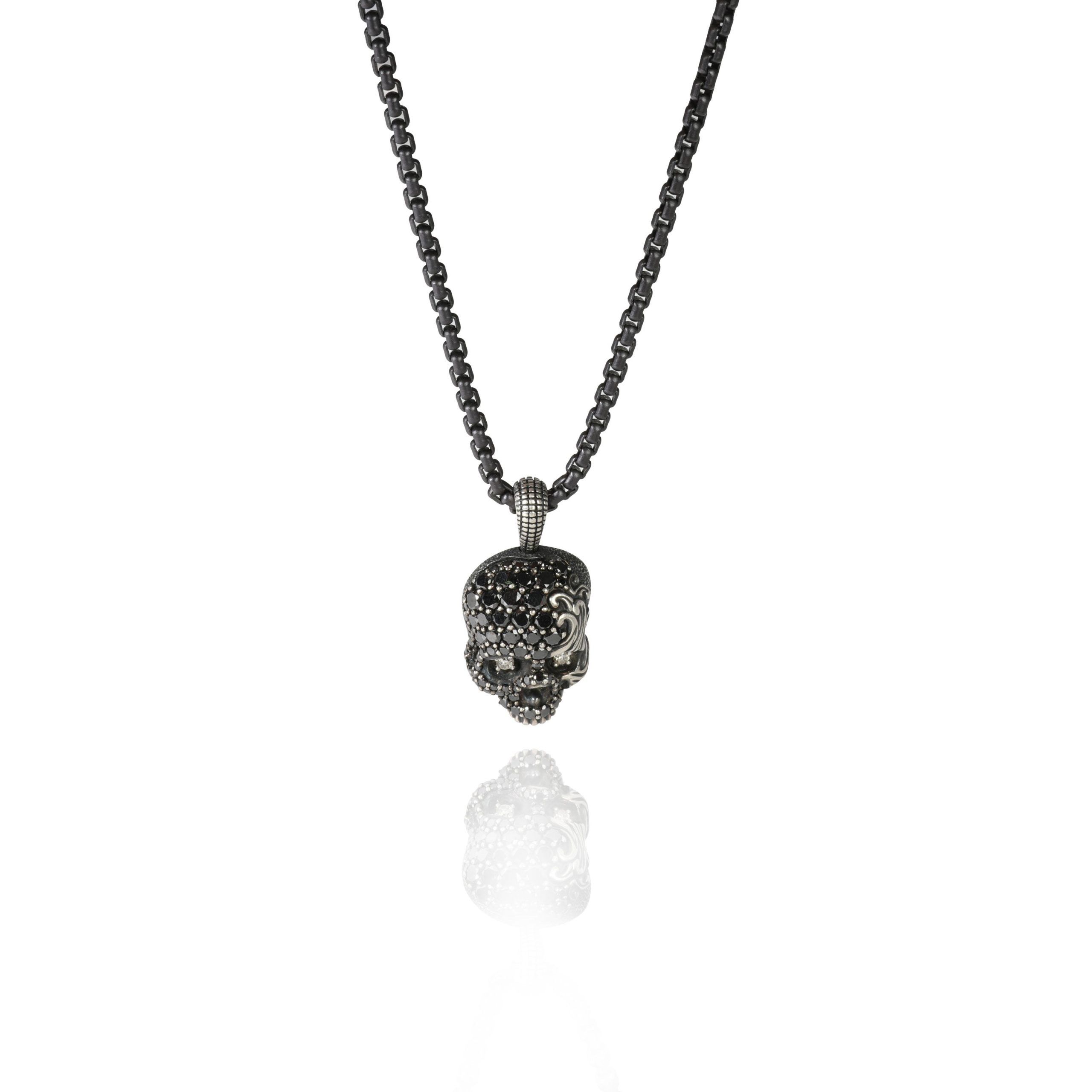 image of David Yurman Waves Skull Diamond Fashion Pendant In Sterling Silver 1 Ctw, Women's