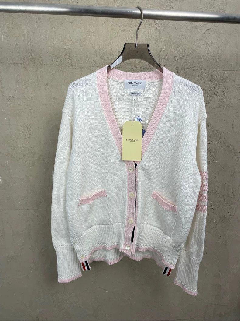 Thom Browne Thom Browne White puffed knit cardigan Size US L / EU 52-54 / 3 - 1 Thumbnail