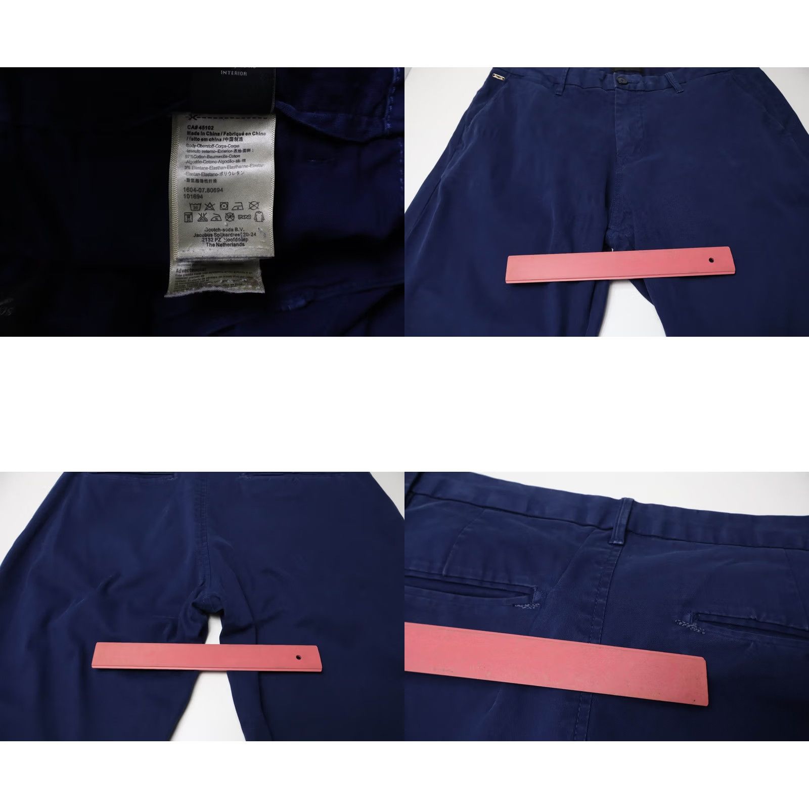 Scotch & Soda SCOTCH & SODA Stuart Trousers Men's W30/L32 Zip Fly Stretch Blue Slim Fit Chino Size US 30 / EU 46 - 8 Thumbnail