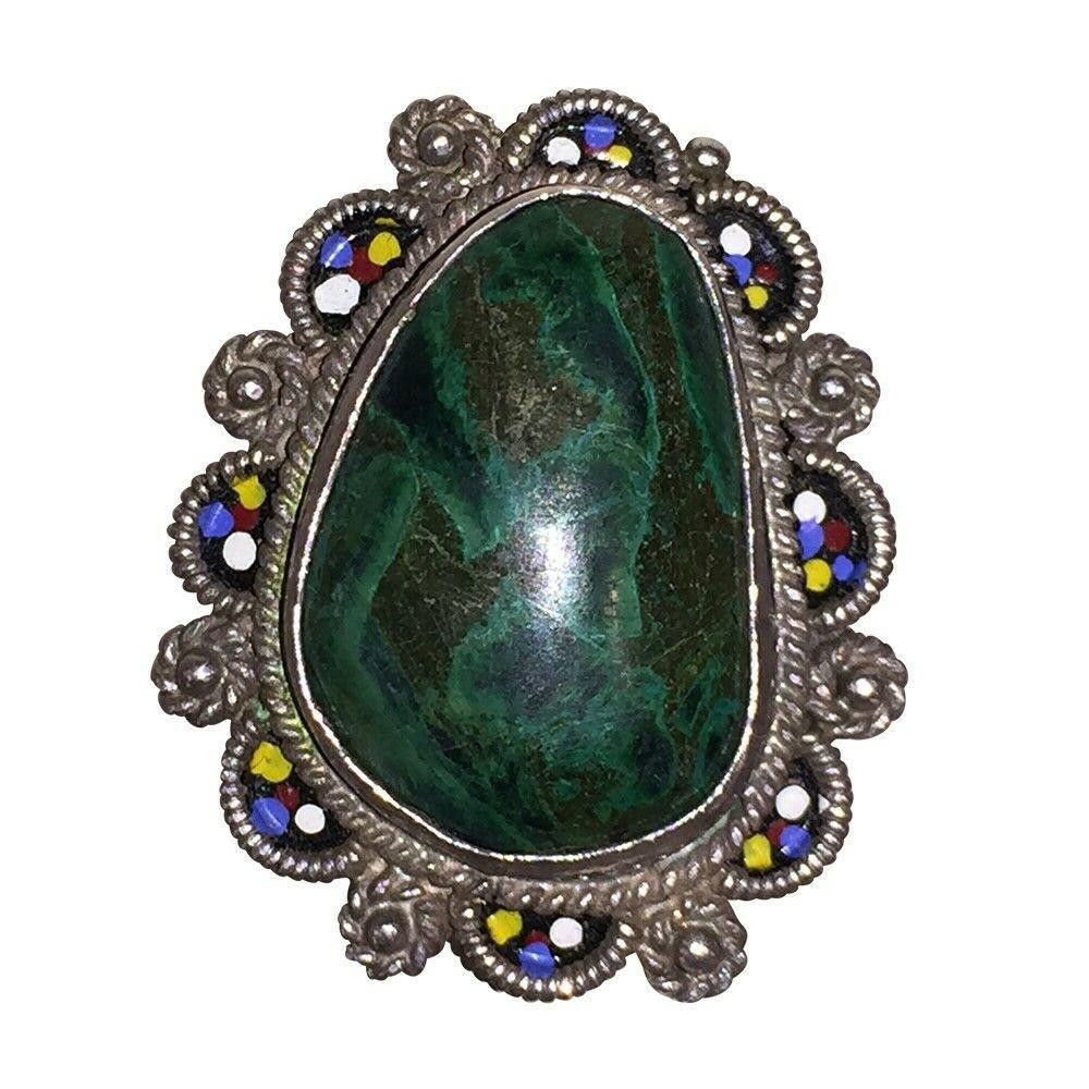 Designer Artisan Sterling Silver Azurite Israeli Ring Alot Stone Size ONE SIZE - 1 Thumbnail
