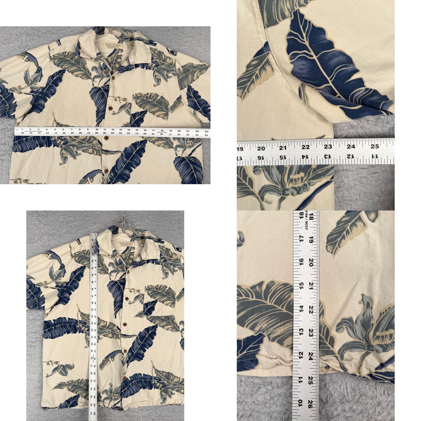 Vintage VINTAGE Island Republic Shirt Men Large Ivory Floral Silk Button-Up Hawaiian READ Size US L / EU 52-54 / 3 - 8 Thumbnail