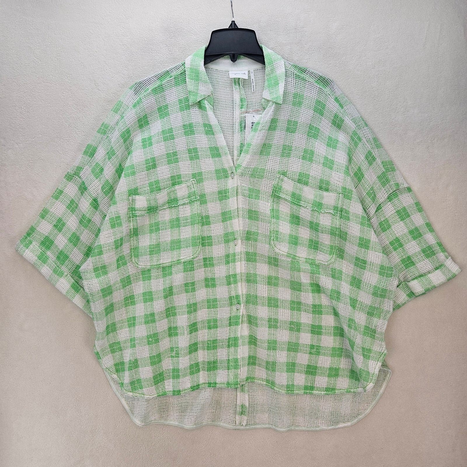 Urban Outfitters UO OUT FROM UNDER WOMEN'S LARGE NET SHACKET GREEN GINGHAM Size L / US 10 / IT 46 - 1 Thumbnail