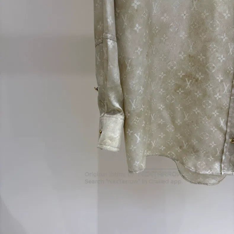 Louis Vuitton Louis Vuitton Tie-dyed khaki full logo mulberry silk shirt Size XS / US 0-2 / IT 36-38 - 5 Thumbnail