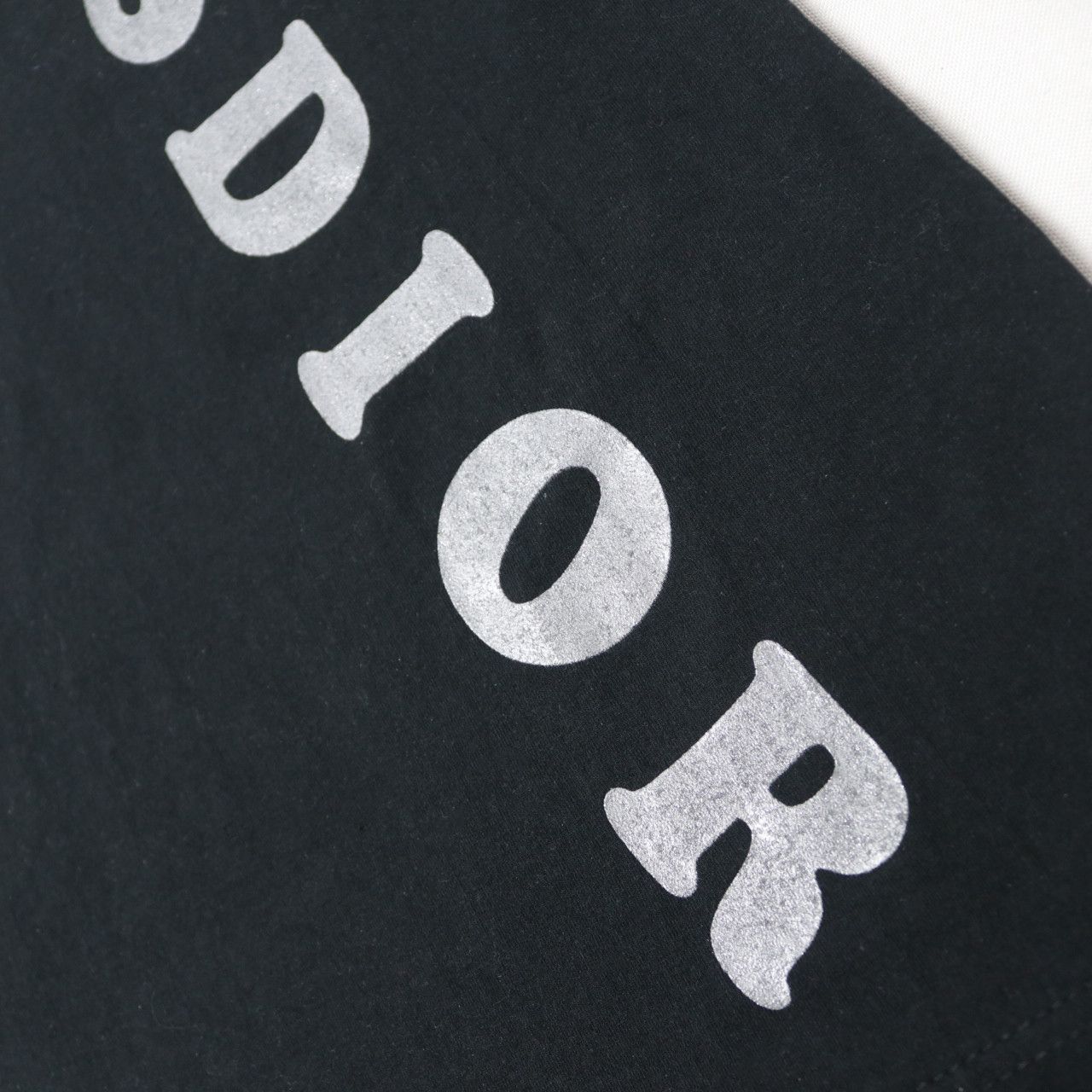 00s Christian Dior miss dior metallic text print top