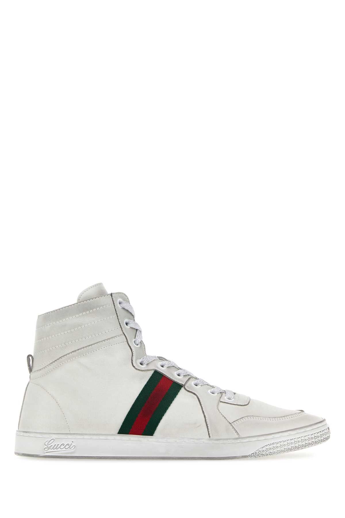 Gucci White Leather Stretch Sneakers Size US 9.5 / EU 42-43 - 1 Thumbnail