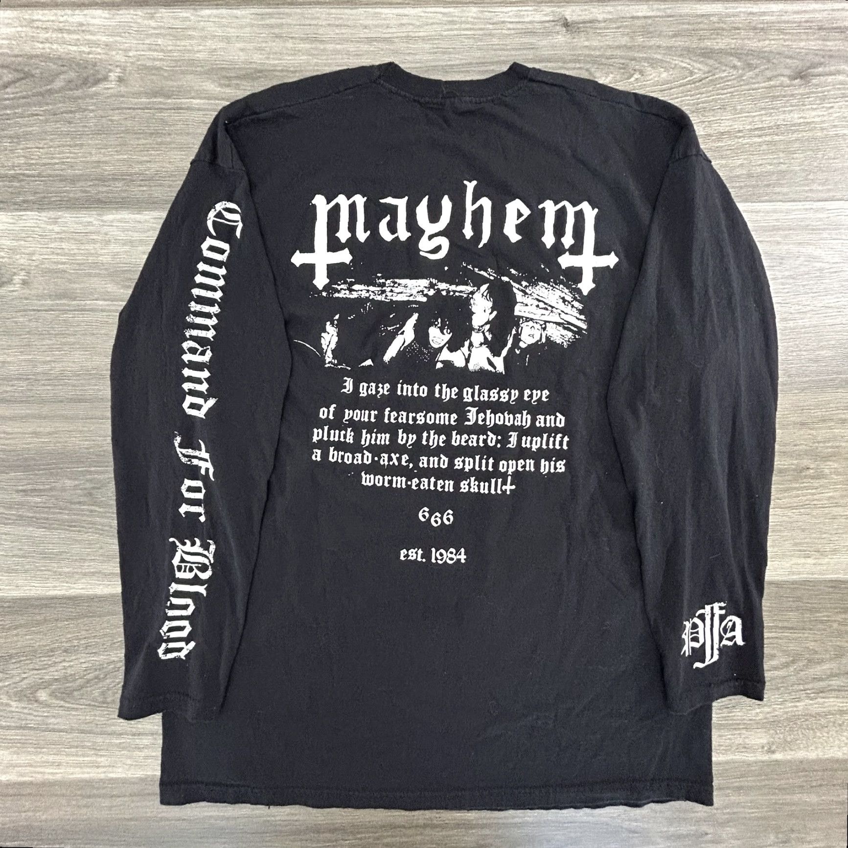 Commando VINTAGE Mayhem Shirt Mens Large Black Command For Blood Long Sleeve Skull Metal Band Shirt Size US L / EU 52-54 / 3 - 2 Thumbnail