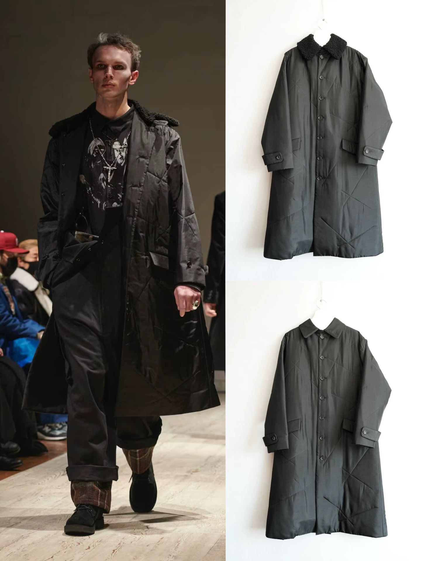 Yohji Yamamoto Yohji Yamamoto 22AW Silk Removable Fur Collar Puffer Size 1 Size US S / EU 44-46 / 1 - 1 Thumbnail