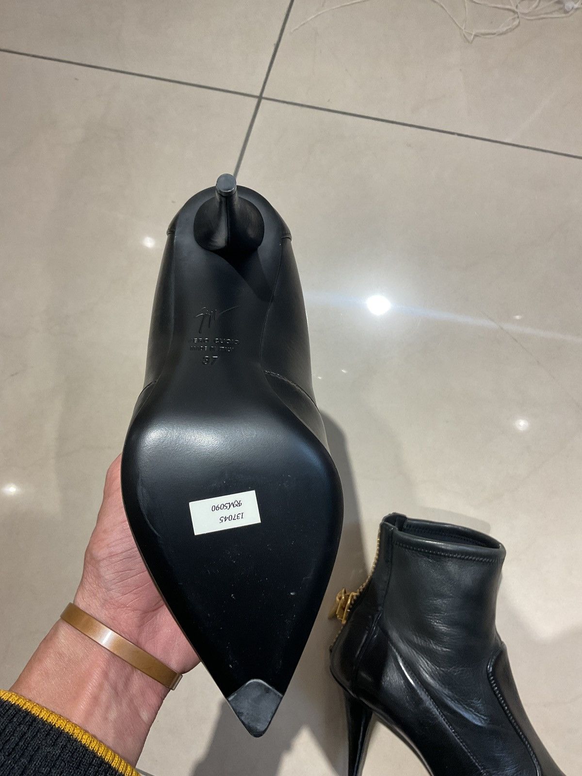 Giuseppe Zanotti Giuseppe Zanotti Black Leather Ankle Boots Size US 7 / IT 37 - 8 Thumbnail