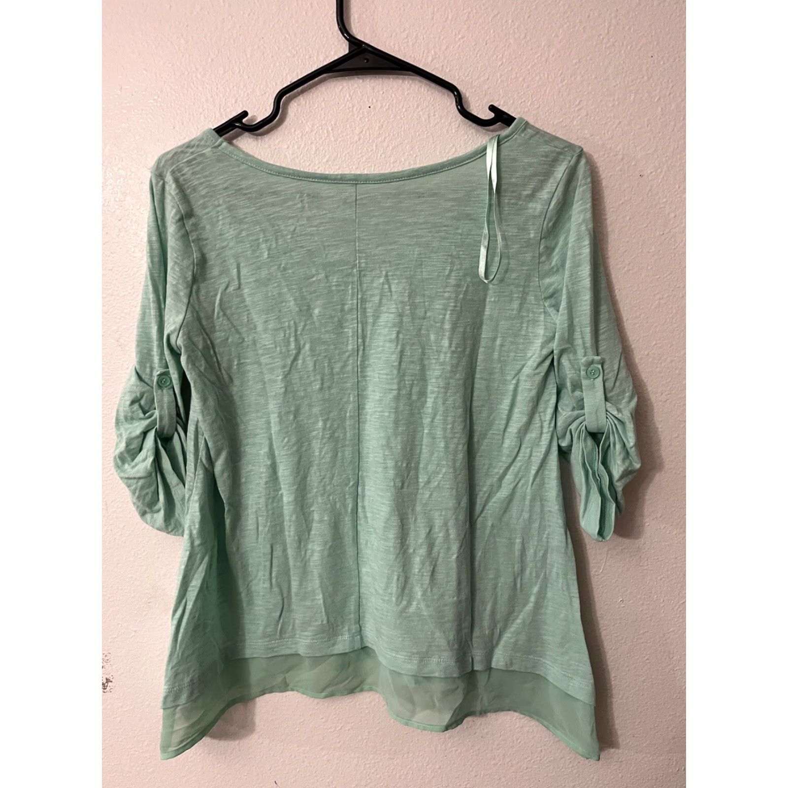 Vintage New York & Company Shirt Women's XS Green Knit 3/4 Sleeve Boat Neck Pullover Casual Size XS / US 0-2 / IT 36-38 - 3 Thumbnail