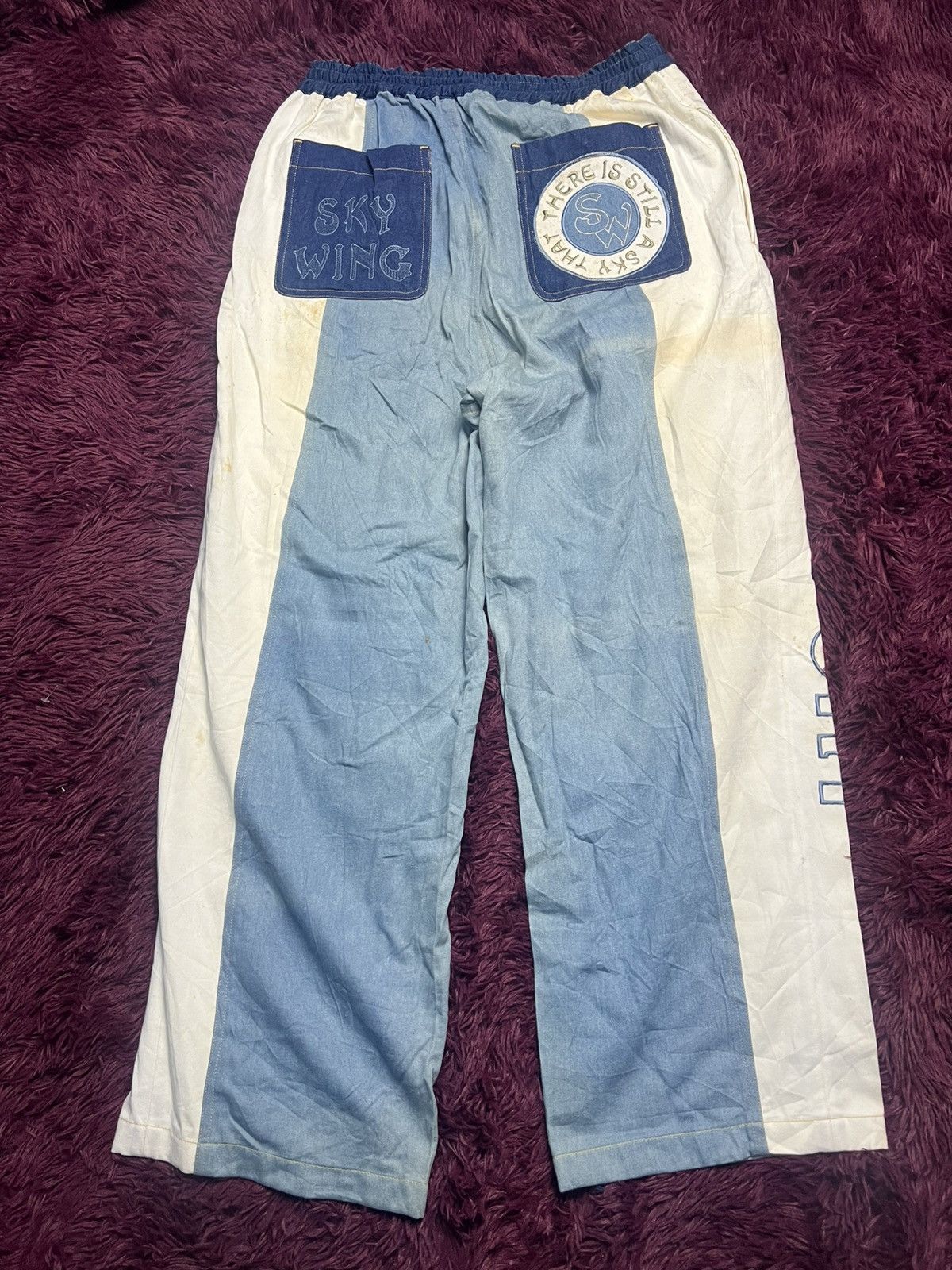 Beauty Beast Vtg Sky Wing Sport Patchwork Denim Pants (45) Size US 29 - 2 Thumbnail