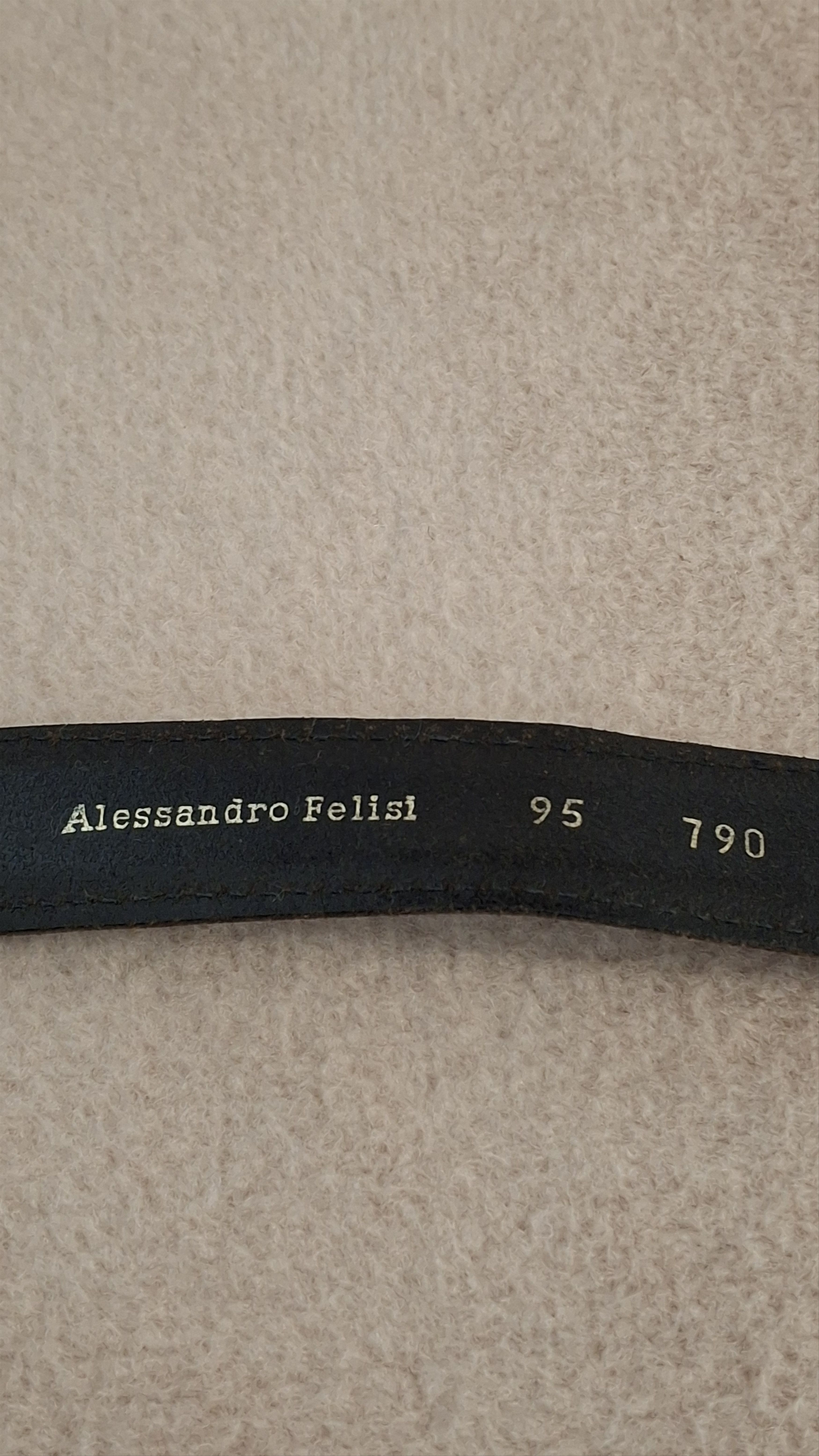Felisi Embossed Black Leather Belt – Felisi Made in Italy Size 38 - 7 Thumbnail
