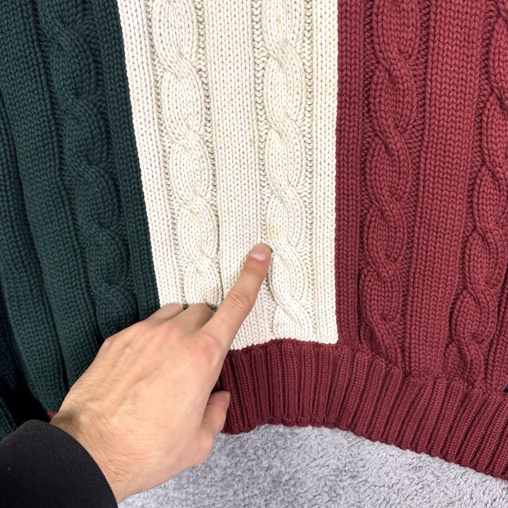 Tommy Hilfiger Vtg Tommy Hilfiger Cable Knit Sweater Mens XL Crest Rugby Stripe Pullover Knit Size US XL / EU 56 / 4 - 5 Thumbnail