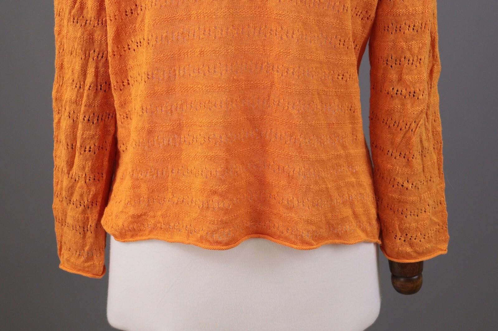 Designer Gudrun Sjoden Orange Linen Cardigan Sweater Size S Size S / US 4 / IT 40 - 9 Thumbnail