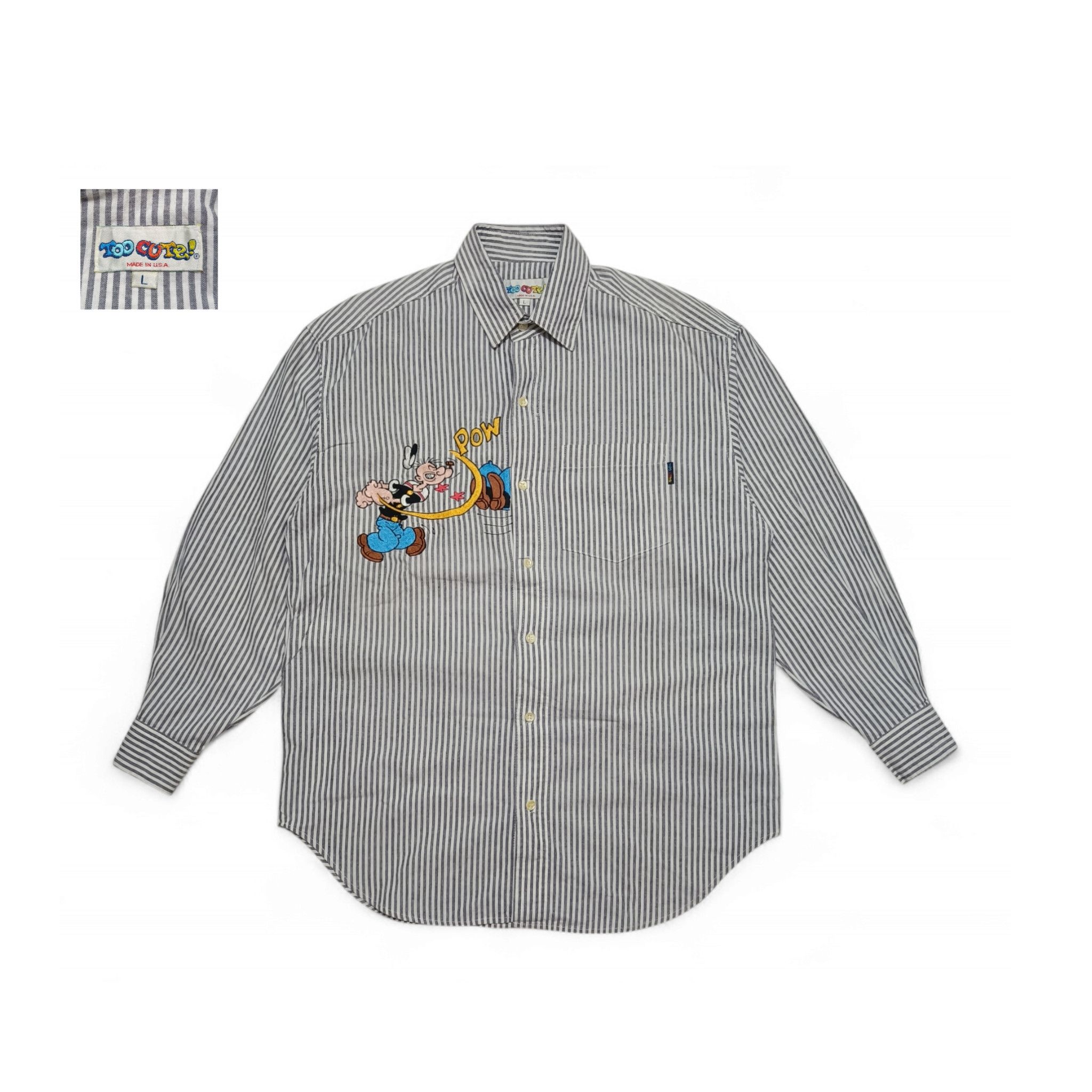 Vintage Popeye Too Cute Guetta Bros Brothers Chambray Shirt