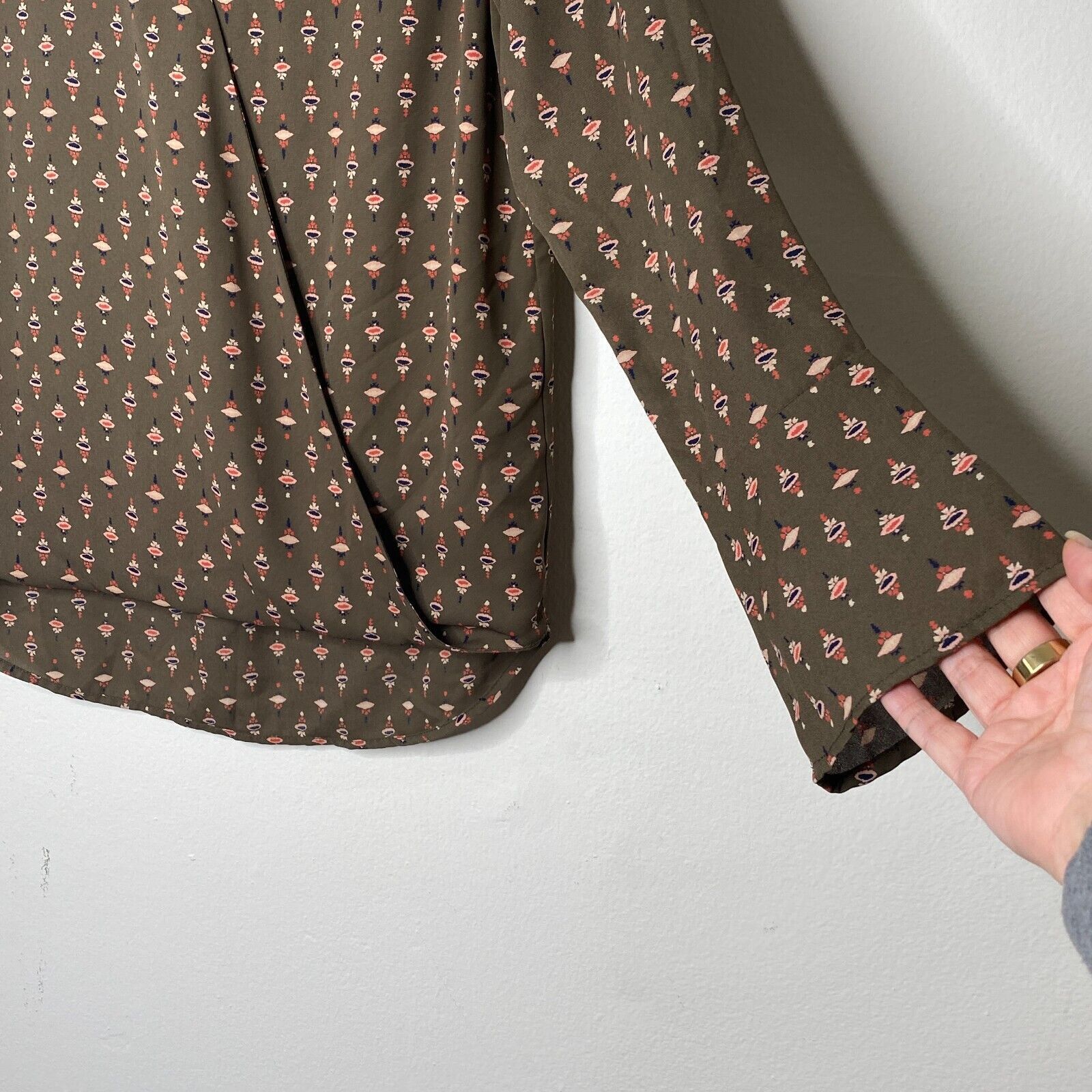 Other Alison Joy Faux-Wrap Brown Floral Long Sleeve Blouse XS Size XS / US 0-2 / IT 36-38 - 5 Thumbnail