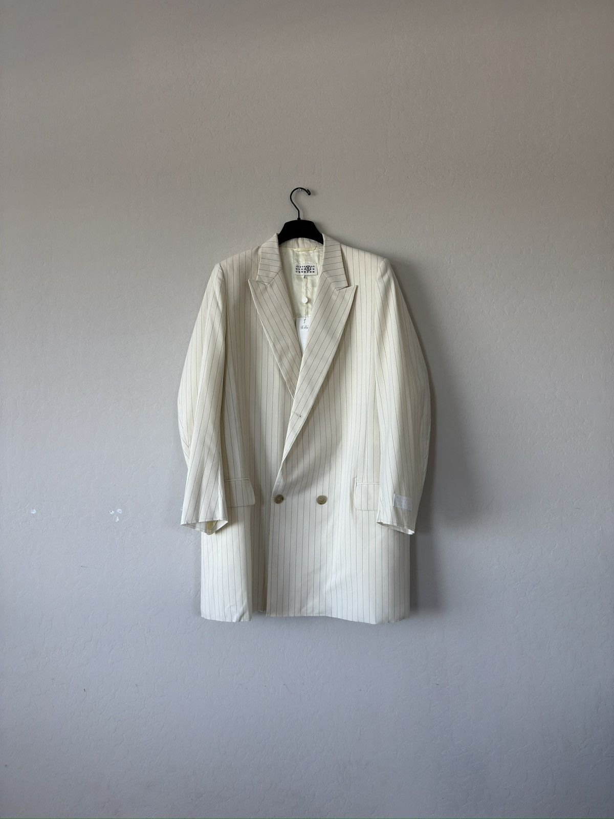Maison Margiela $1500 Maison Margiela MM6 Pinstripe Long Coat Jacket Size S / US 4 / IT 40 - 1 Thumbnail