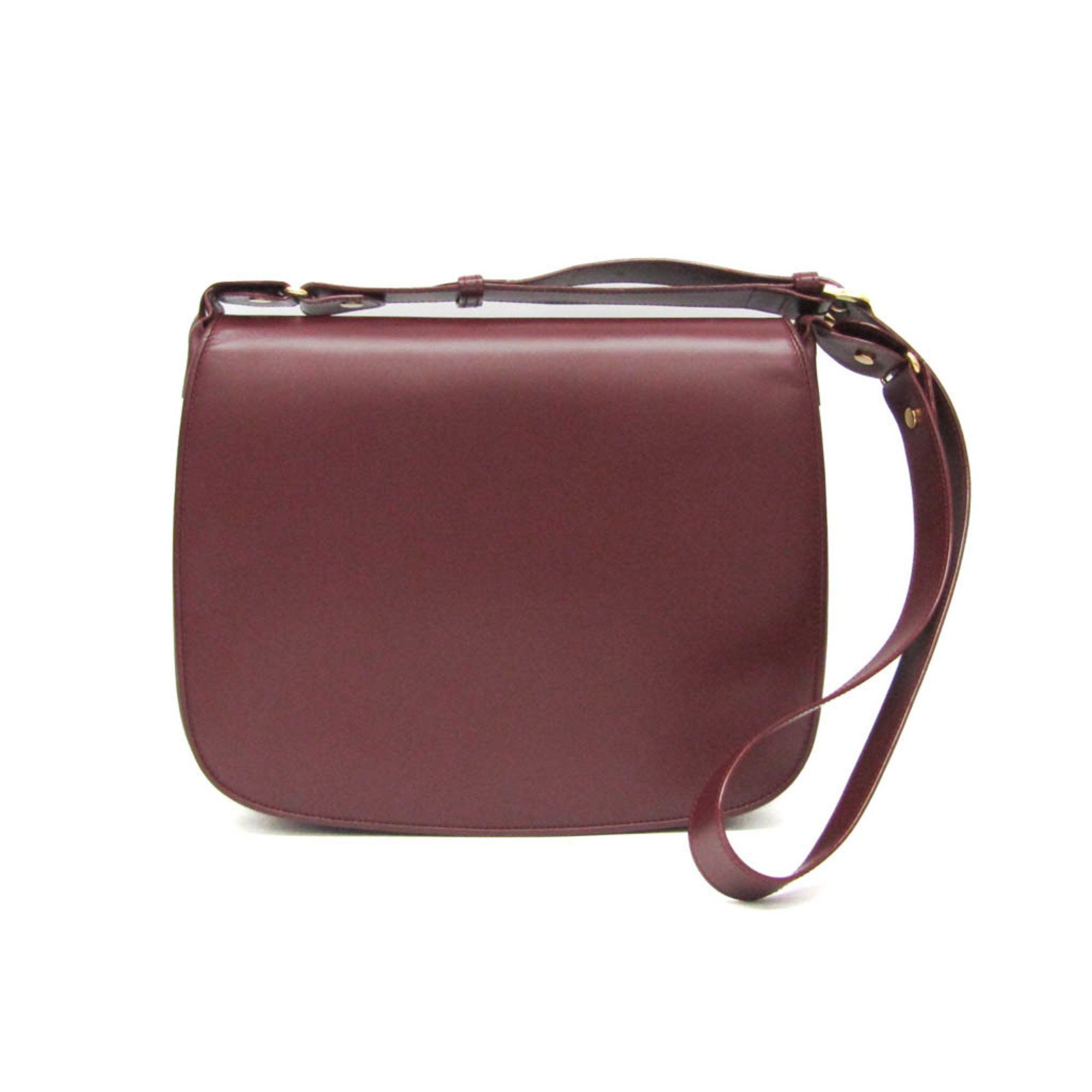 Cartier Must L1000536 Women's Leather Shoulder Bag Bordeaux