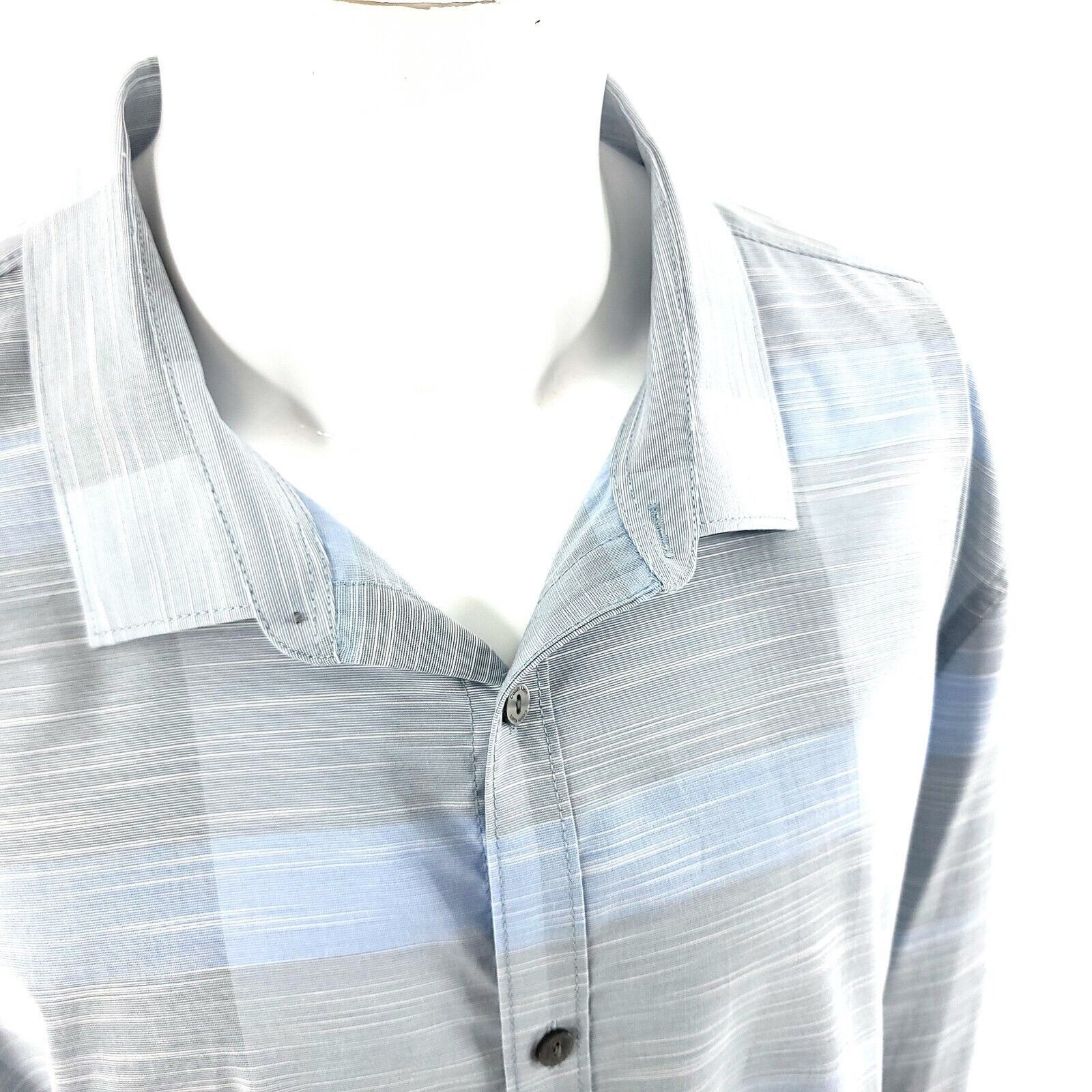Calvin Klein Calvin Klein Gray Blue 2XL Button Front Dress Shirt Cotton C Size US XXL / EU 58 / 5 - 2 Thumbnail