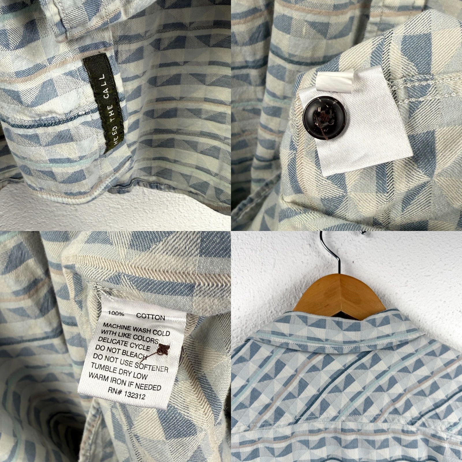 Howler Brothers Howler Brothers Shirt Mens M Preppy 100% Cotton Button Up Short Sleeve Blue Geometric Pattern Regular Fit 46 Chest Adult Men Size US M / EU 48-50 / 2 - 8 Thumbnail