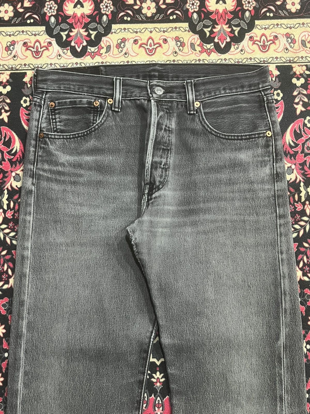 Levi's Vintage Y2K 501 Grey Washed Buttonfly Straight Leg Jeans Size US 32 / EU 48 - 4 Thumbnail