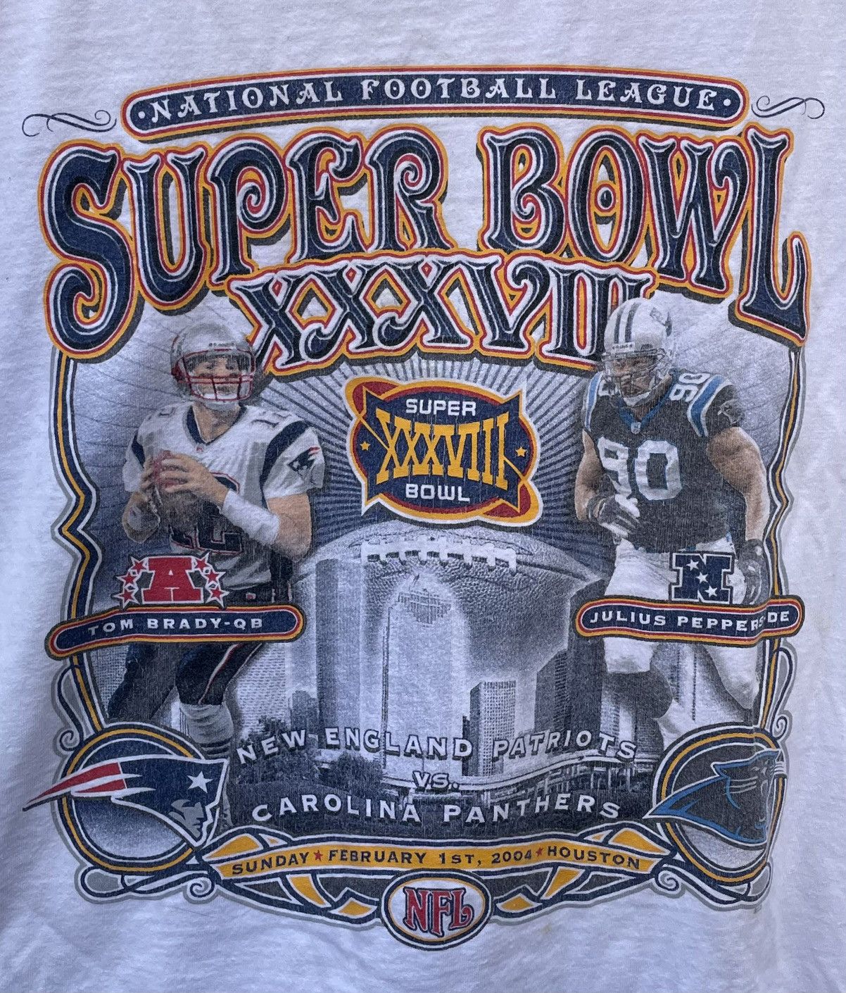 Majestic 2004 Panthers vs Patriots Super Bowl XXXVIII Brady/Peppers Size US XXL / EU 58 / 5 - 6 Thumbnail