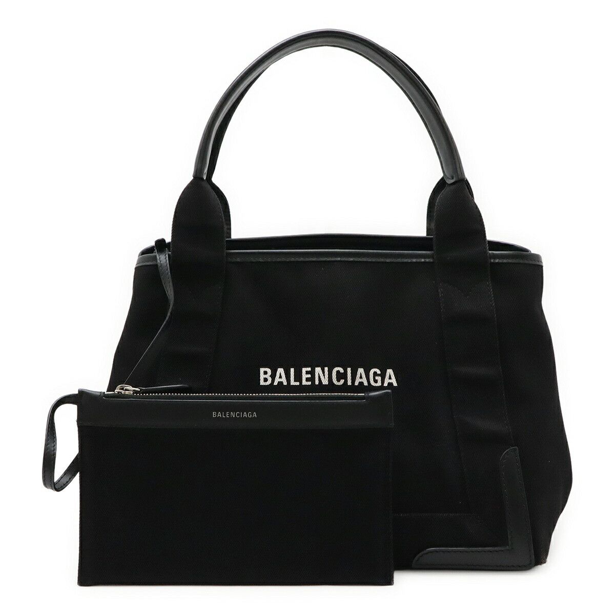 Balenciaga Balenciaga Balenciaga Navy Cabas Canvas Leather Tote Bag Canvas Tote Bag 339933 Size ONE SIZE - 1 Thumbnail
