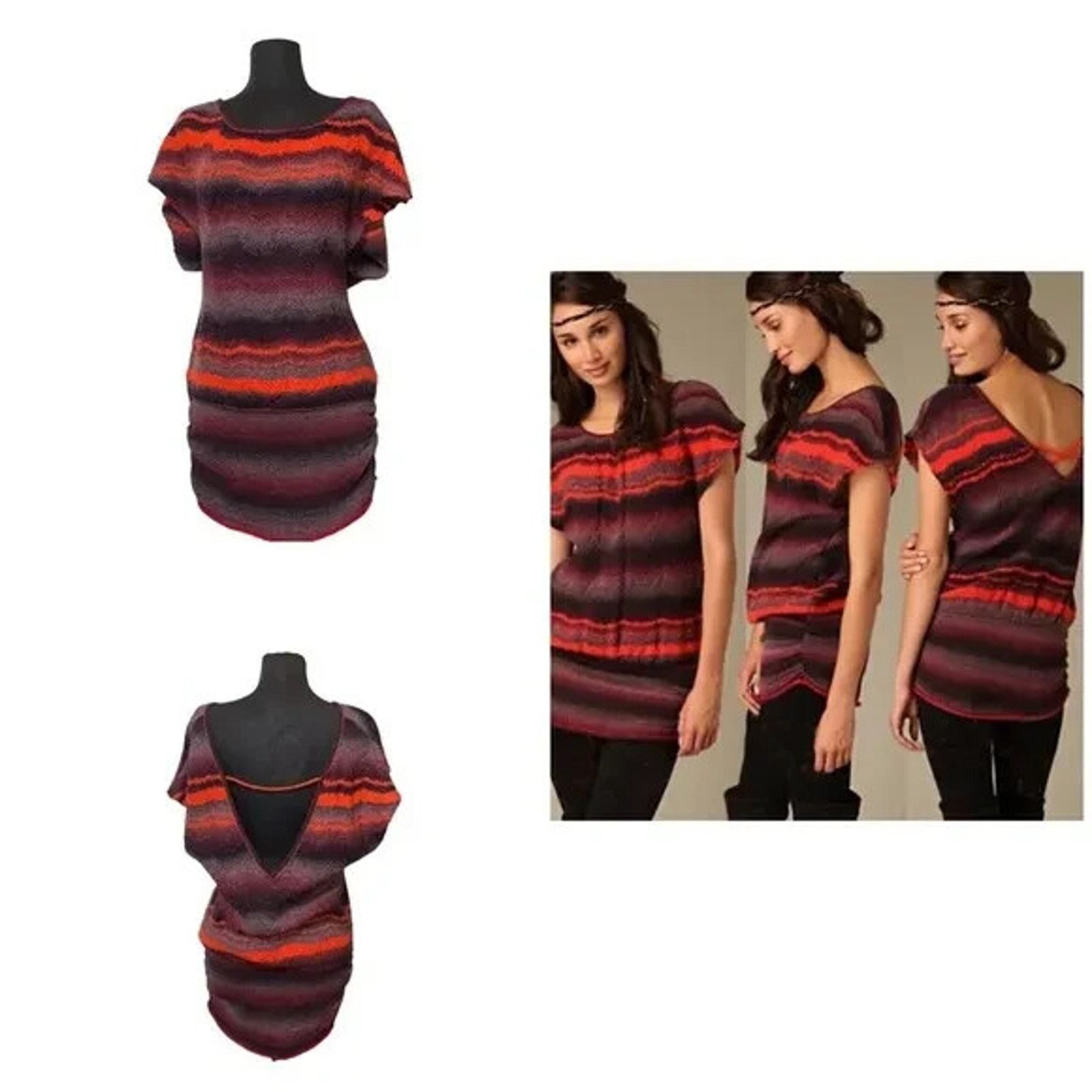 Free People FREE PEOPLE SUNSET STRIPE V-BACK WOOL BLEND SWEATER - SZ M Size M / US 6-8 / IT 42-44 - 3 Thumbnail