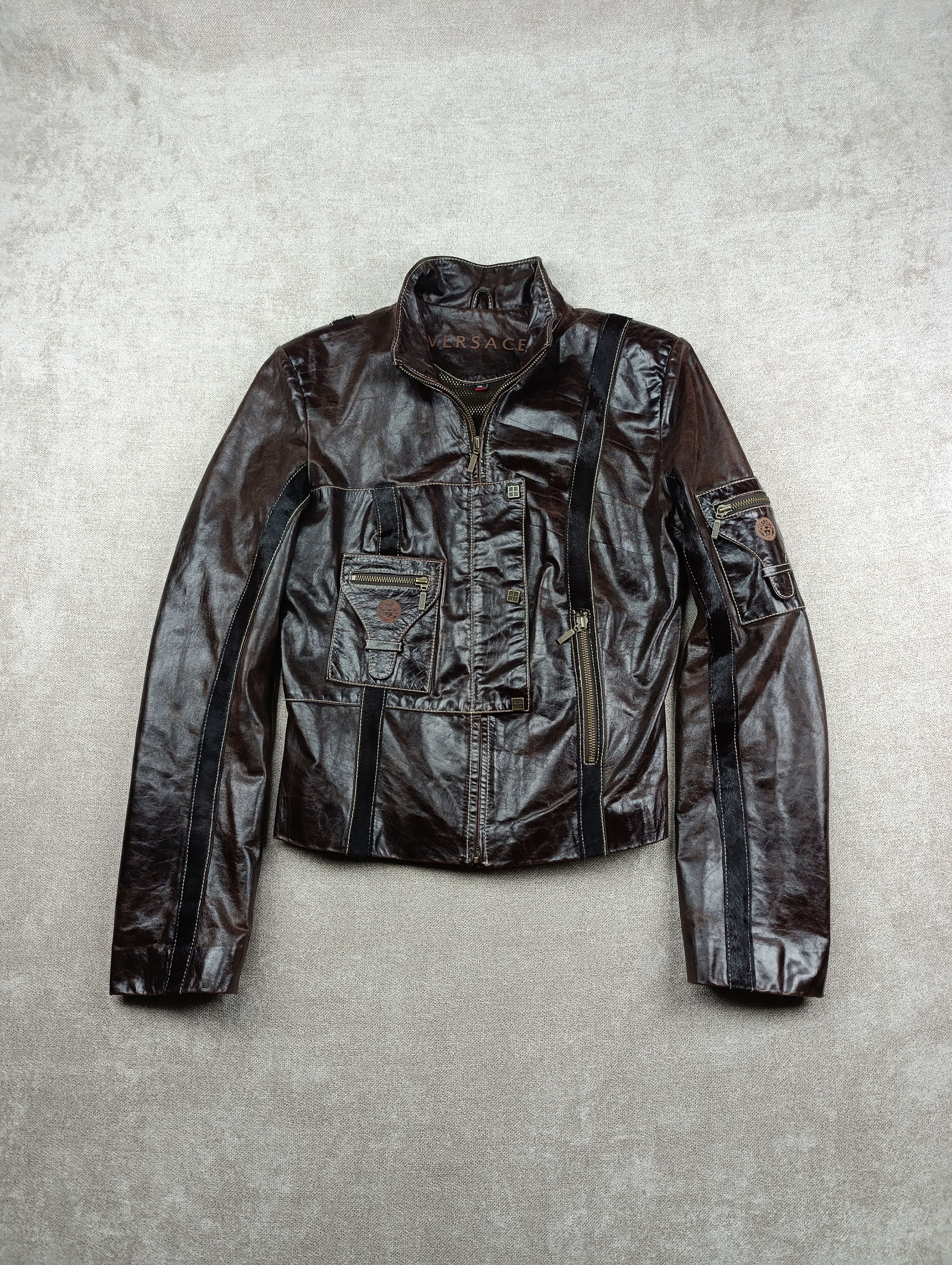 Versace Versace Womens Vintage Leather Avant-garde Jacket Size XS / US 0-2 / IT 36-38 - 1 Thumbnail