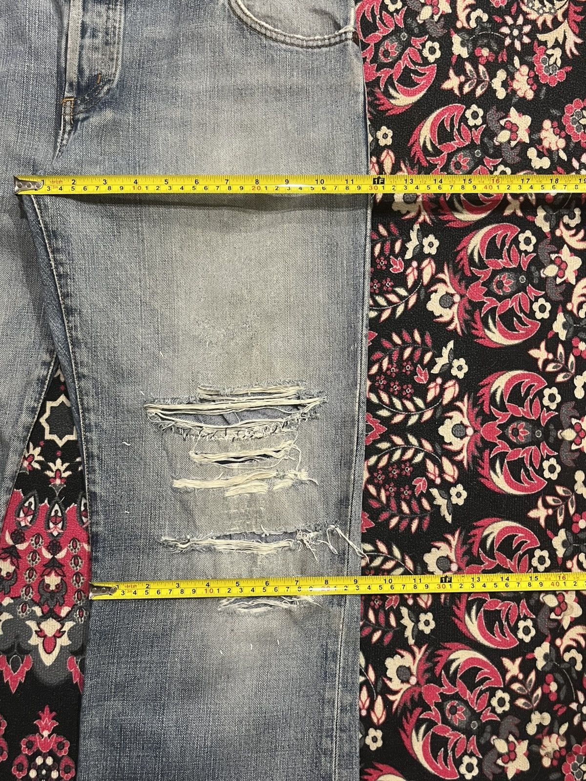 Le Grande Bleu (L.G.B.) ⚡️Distressed⚡️Zara Destroy Grunge Style Blue Washed Flare Jean Size US 34 / EU 50 - 17 Thumbnail