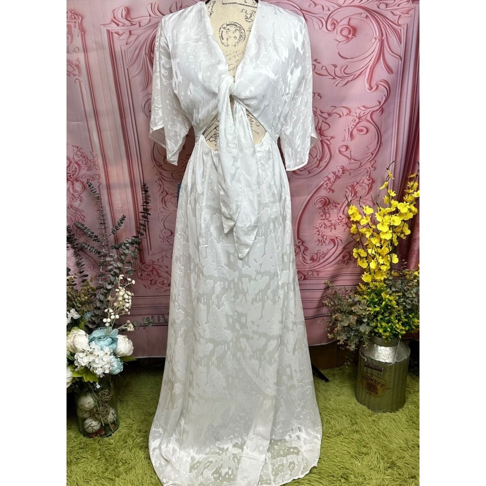 Hutch Hutch Love in the Abstract Maxi Dress White 10 Size L / US 10 / IT 46 - 2 Thumbnail