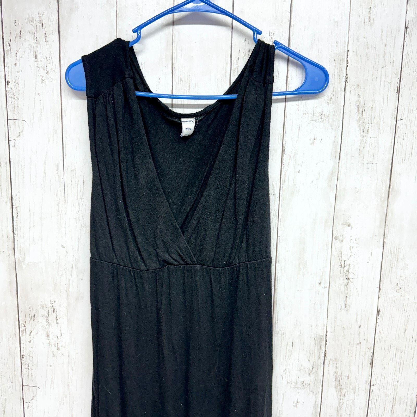 Old Navy Old Navy Dress MD Maxi Black Cotton Sleeveless Deep Vneck Size M / US 6-8 / IT 42-44 - 1 Thumbnail