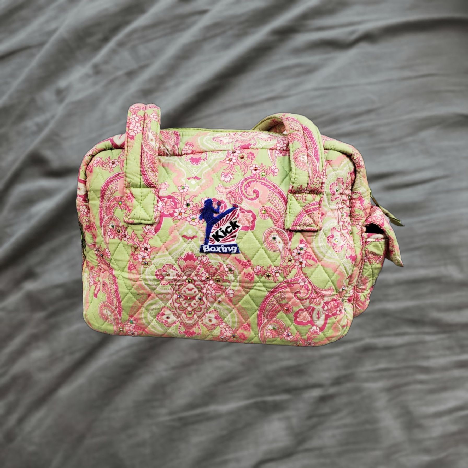 Vintage Zumba Shoulder Bag Womens Green Pink Paisley Zip Closure Size ONE SIZE - 1 Thumbnail