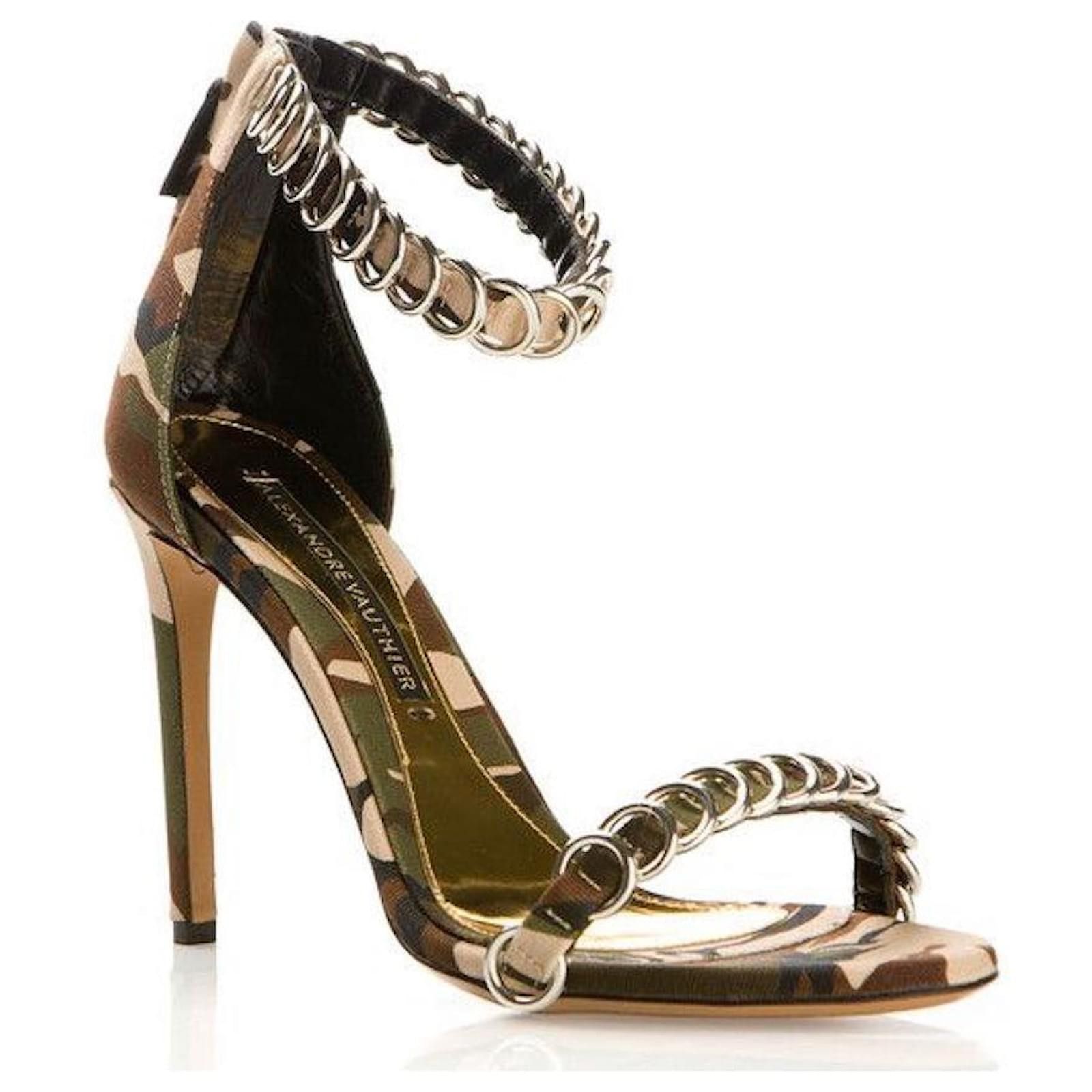 Alexandre Vauthier Alexandre Vauthier Camo Printed Chain Trim Sandals Size US 6.5 / IT 36.5 - 1 Thumbnail