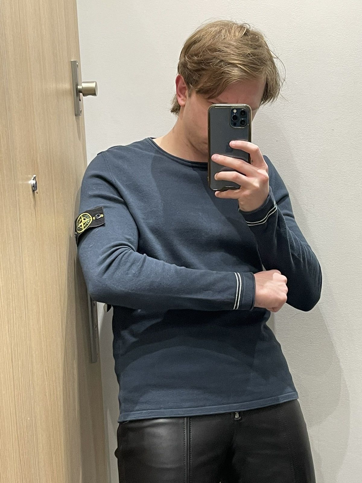 Stone Island Stone Island Navy Grey Striped White Sleeve Thin Sweater Size US M / EU 48-50 / 2 - 1 Thumbnail