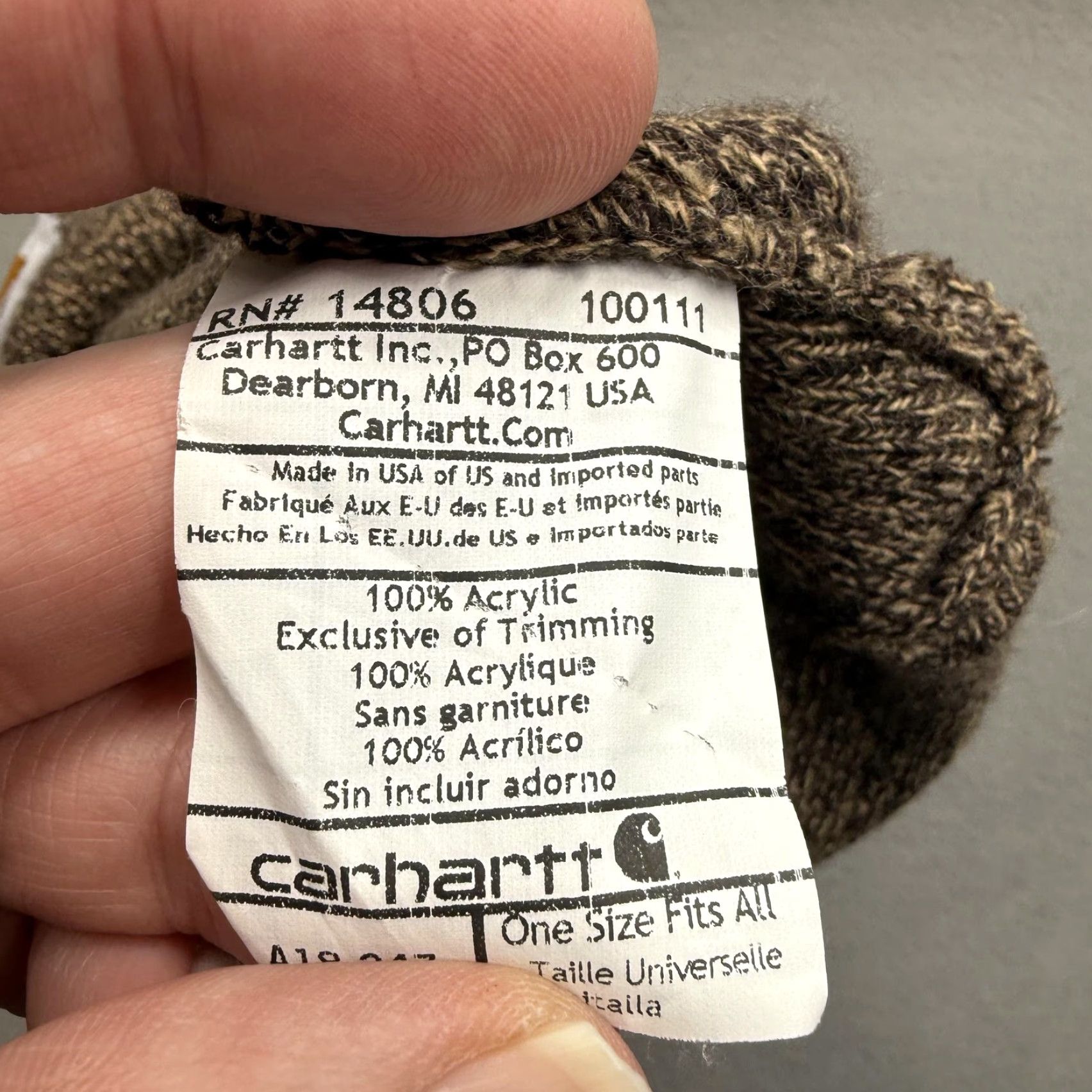 Carhartt Carhartt Hat Beanie Mens One Size Brown Cuffed Knit Acrylic USA Winter Workwear Size ONE SIZE - 3 Thumbnail
